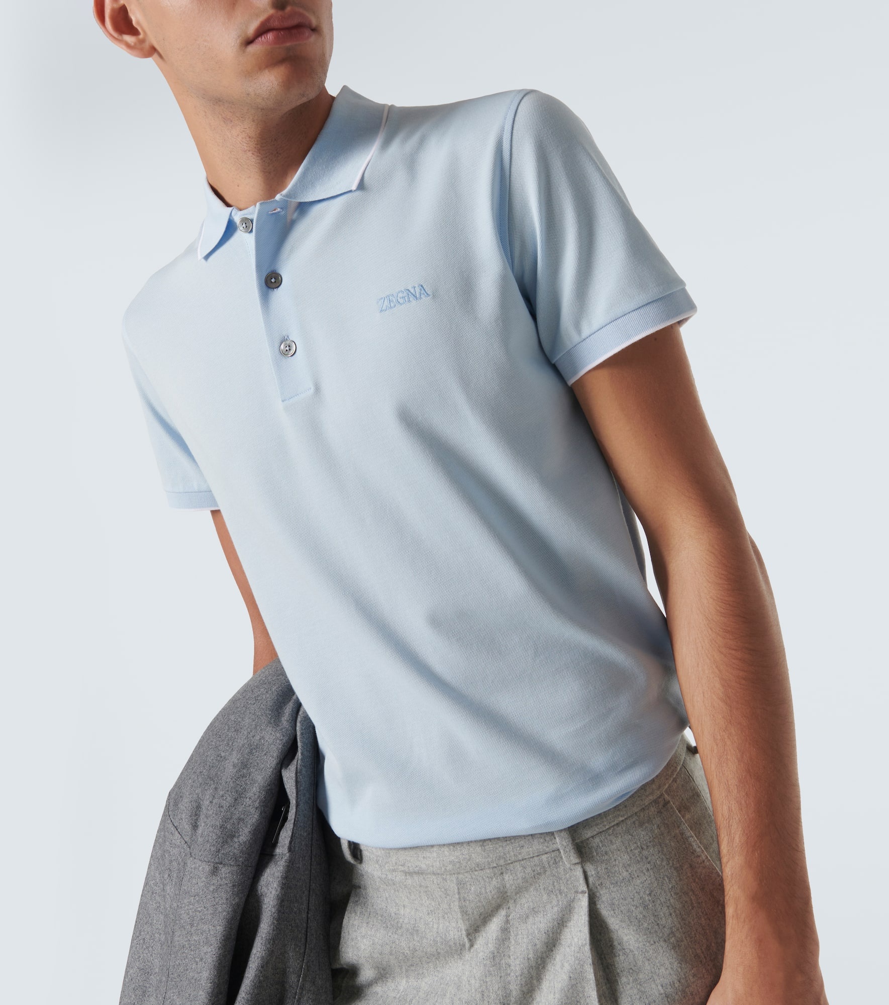 Cotton-blend polo shirt - 5