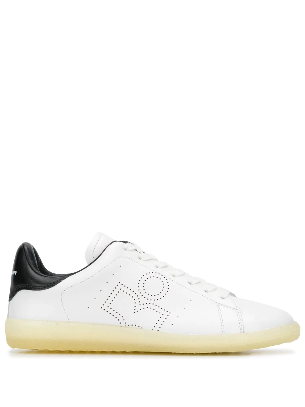 leather perforated-logo sneakers - 1