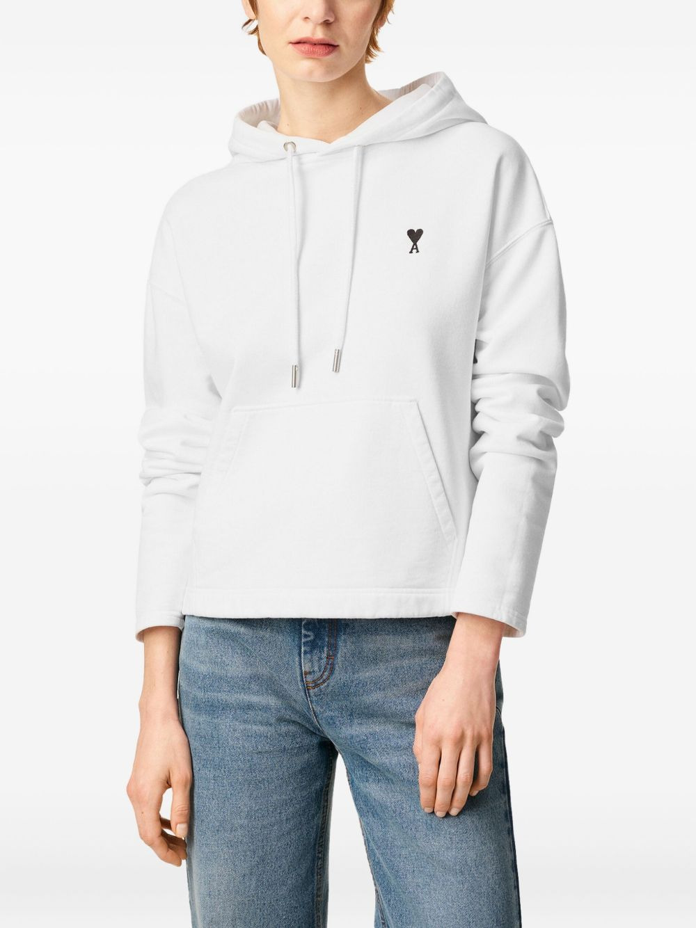 heart-embroidered cotton-fleece hoodie - 5