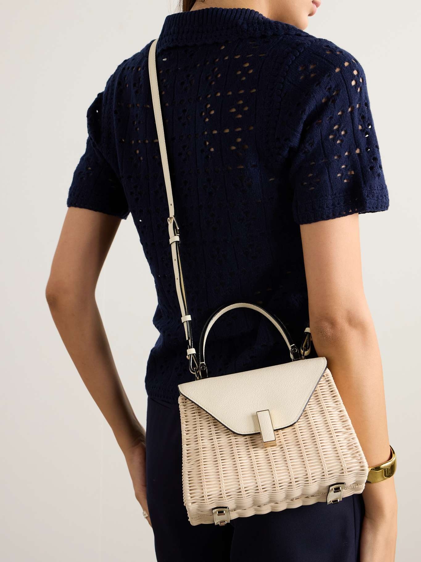 Iside mini leather-trimmed raffia tote - 6