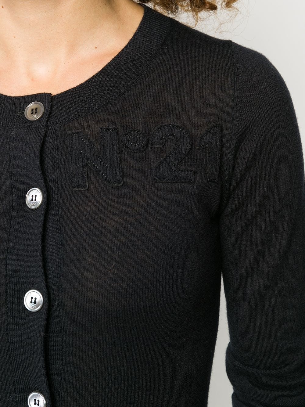 logo-embroidered round-neck cardigan - 5