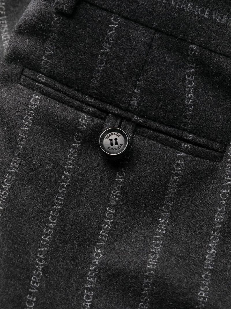 logo-pinstripe trousers - 10