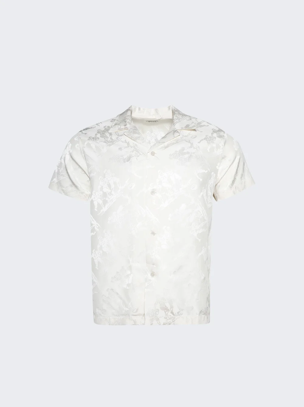 Football Jacquard Bowling Shirt Cream - 1