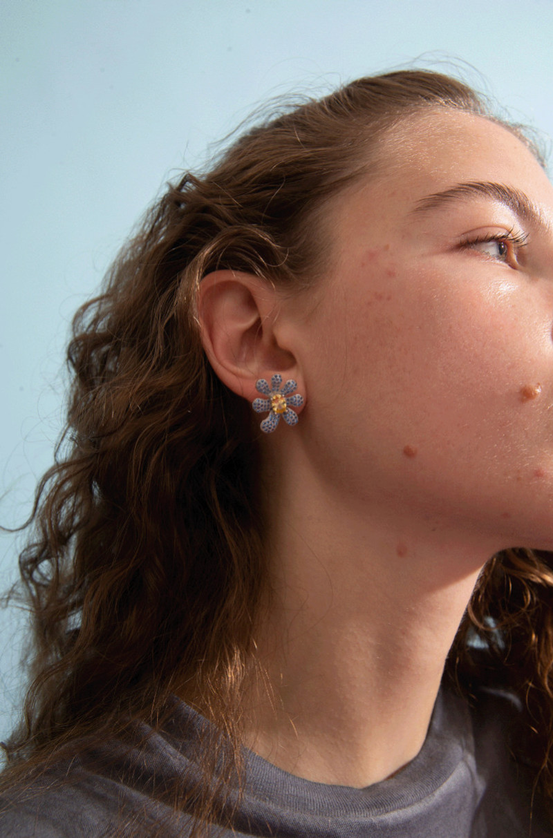 Collina Strada EMERALD & AQUAMARINE SQUASHED BLOSSOM EARRING outlook