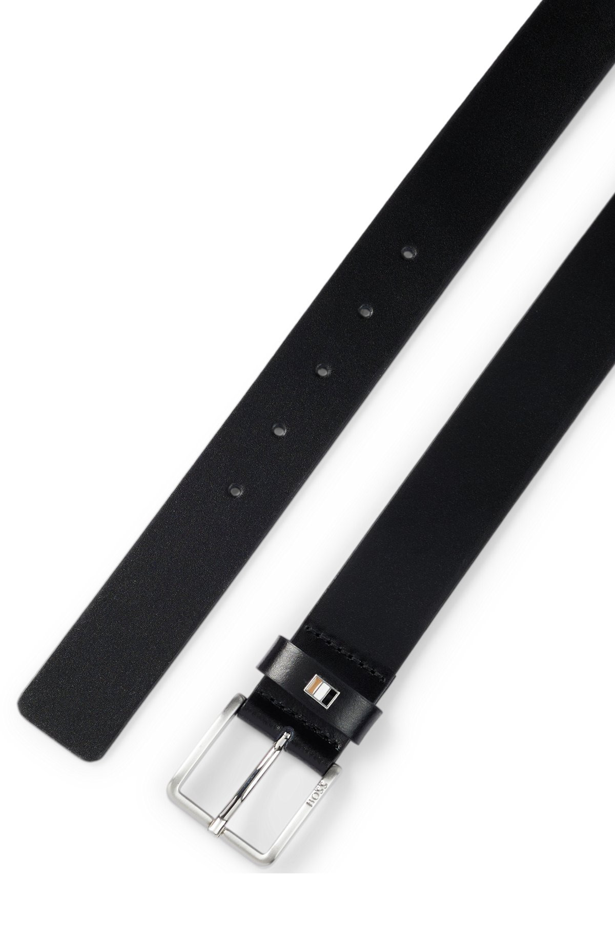 ITALIAN-LEATHER BELT WITH SIGNATURE-STRIPE KEEPER TRIM - 3