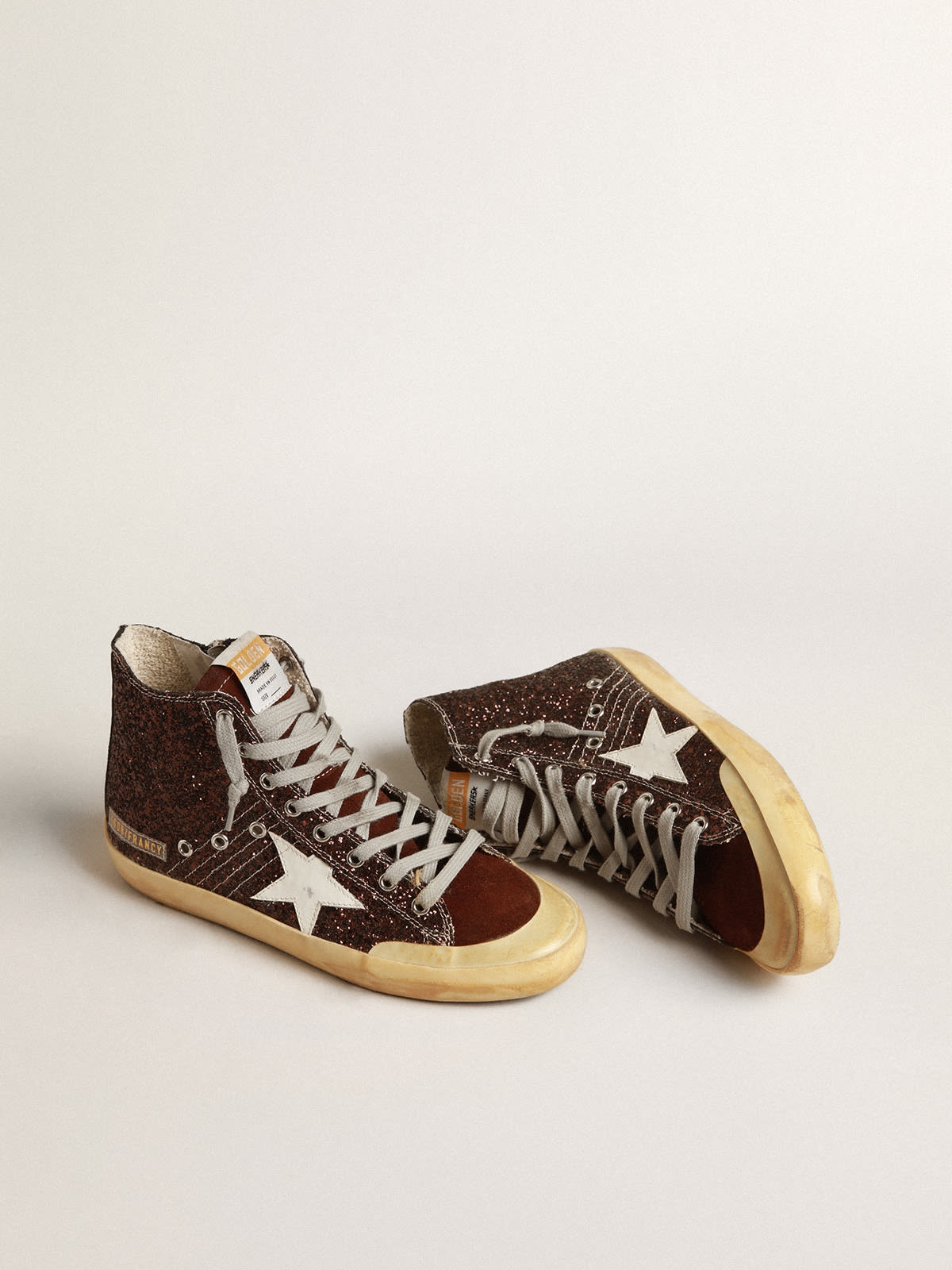 Francy Penstar in brown glitter with white leather star - 2
