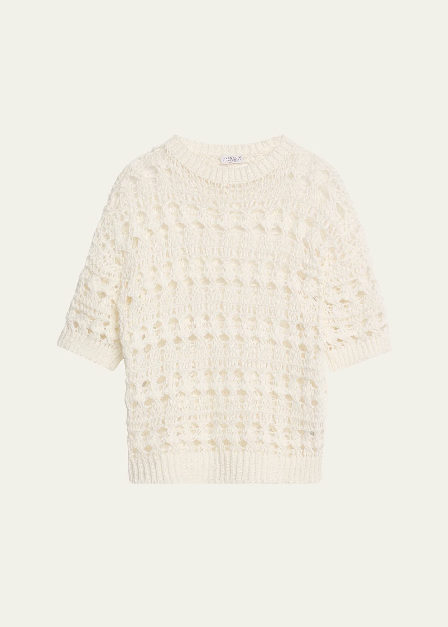 Openwork Knit Cotton Jute Top - 1