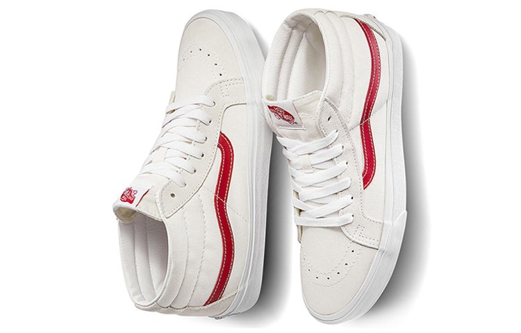 Vans SK8-Mid Stylish Lightweight Mid-Top Casual Skate Shoes Unisex White Red VN0A391FOXS - 4