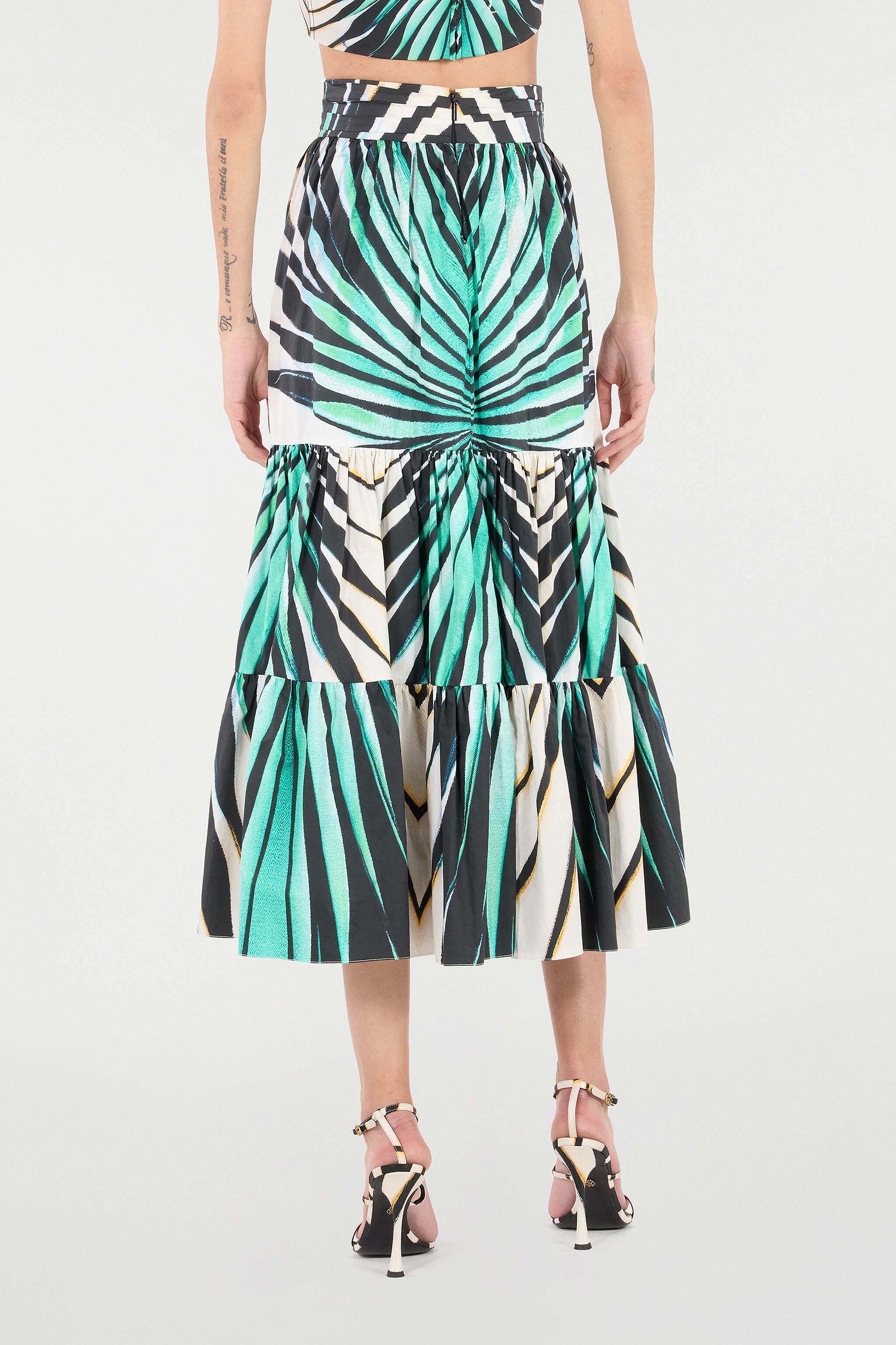 Ray Of Sea Print Cotton Midi Skirt - 4
