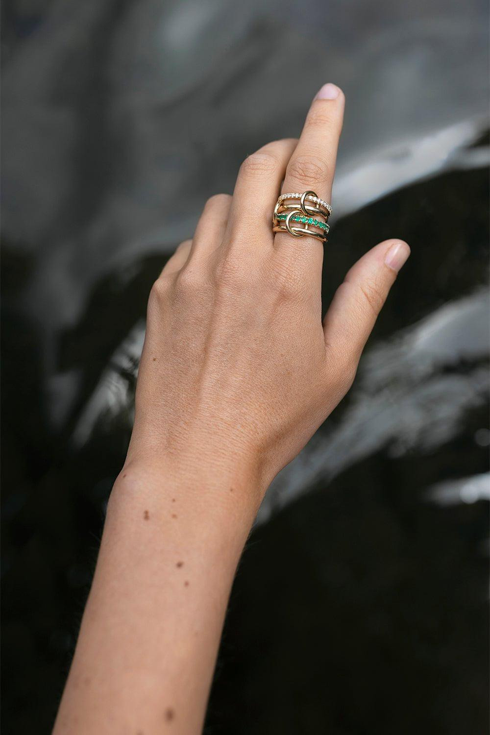 Halley Emerald Four Link Ring - 2