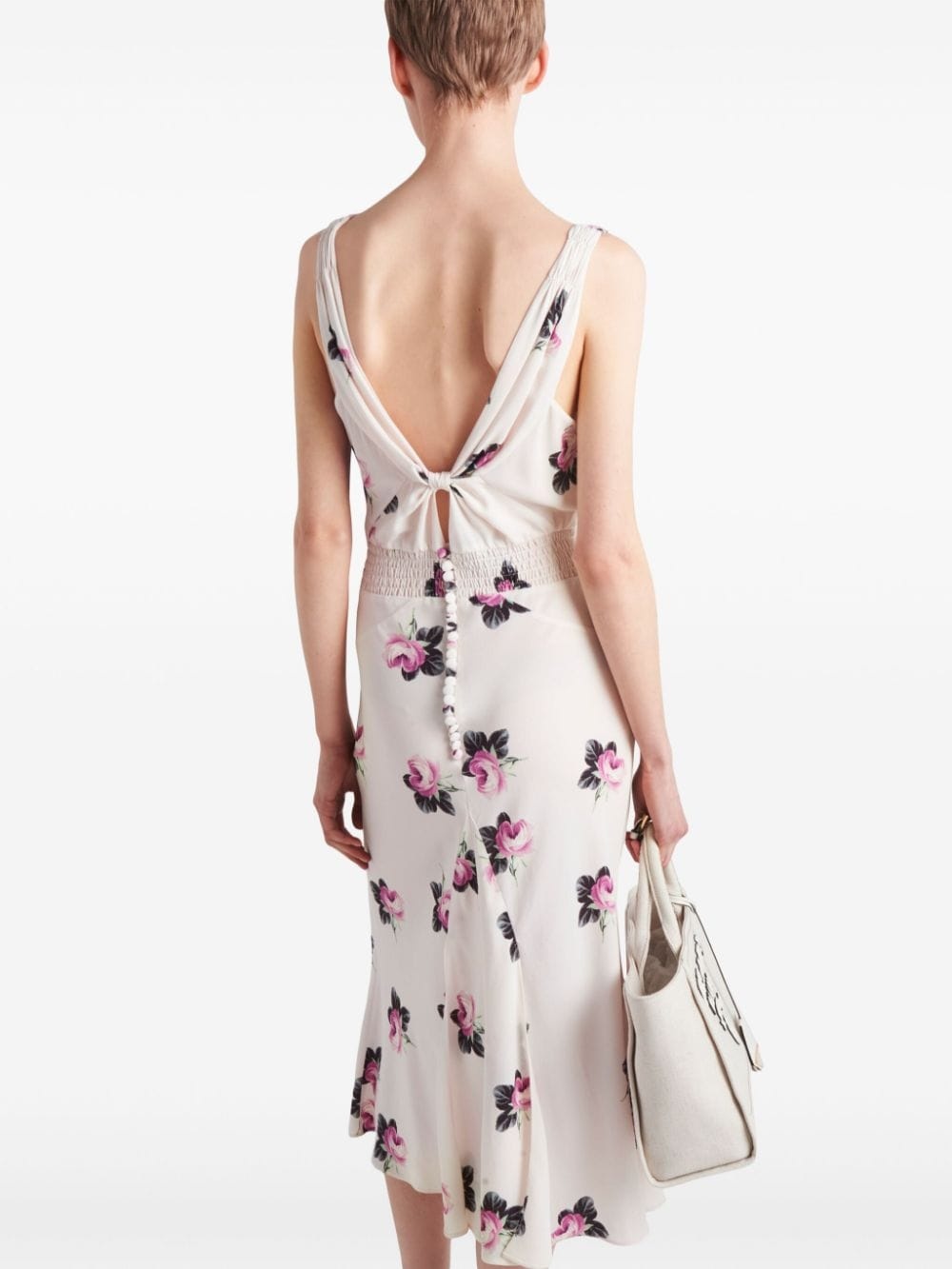 floral-print sablÃ© midi dress - 4