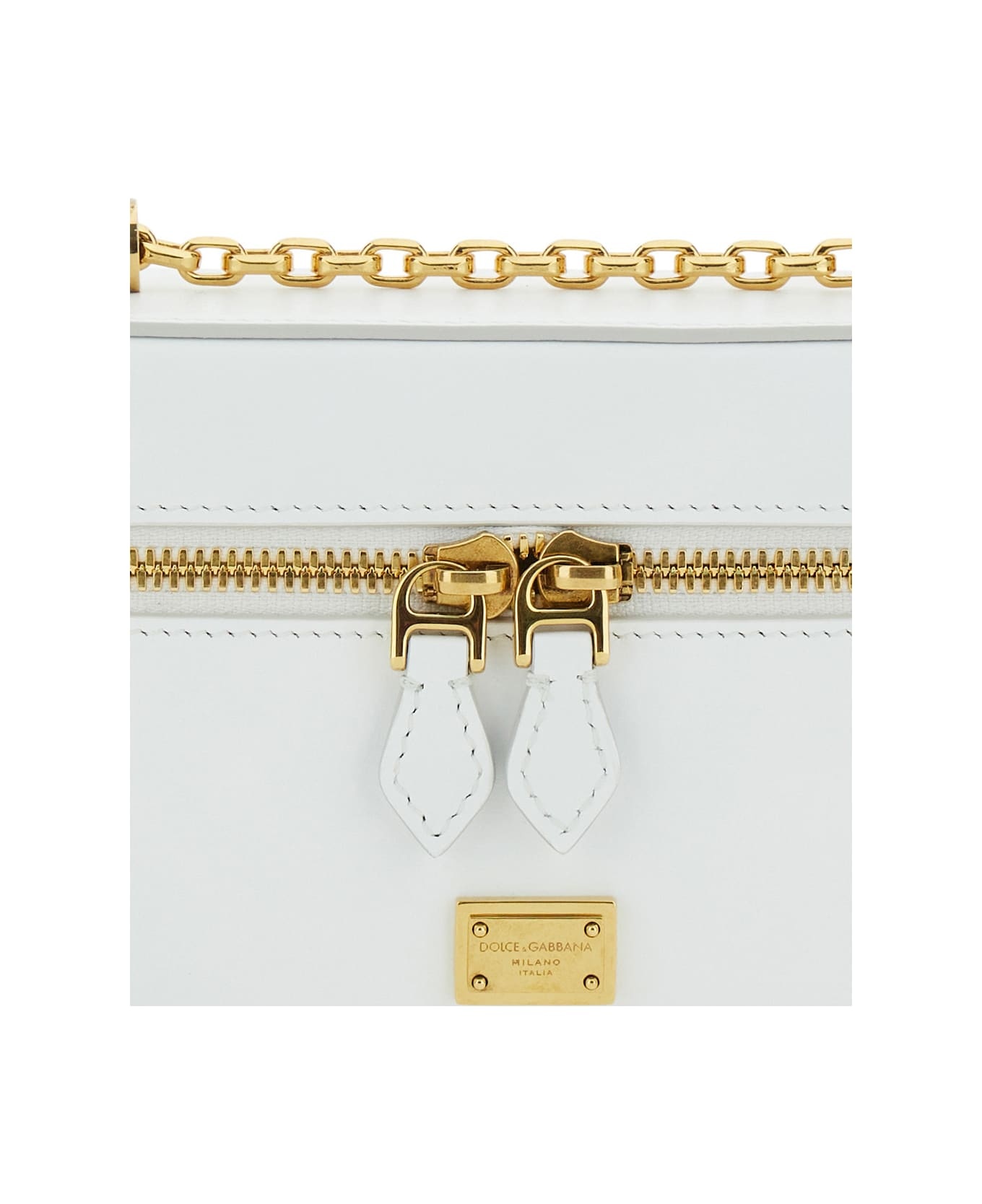 'sicily Cube' White Shoulder Bag With Logo Plaque On The Front And Double Zip In Leather Woman - 3