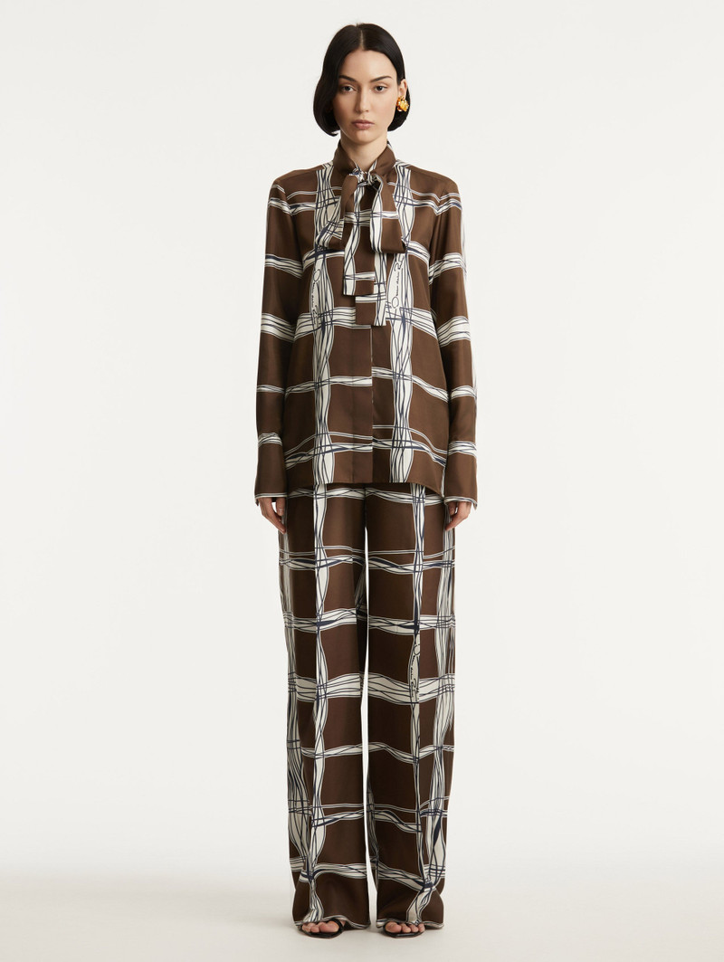 WAVY PLAID SILK TWILL BLOUSE 3