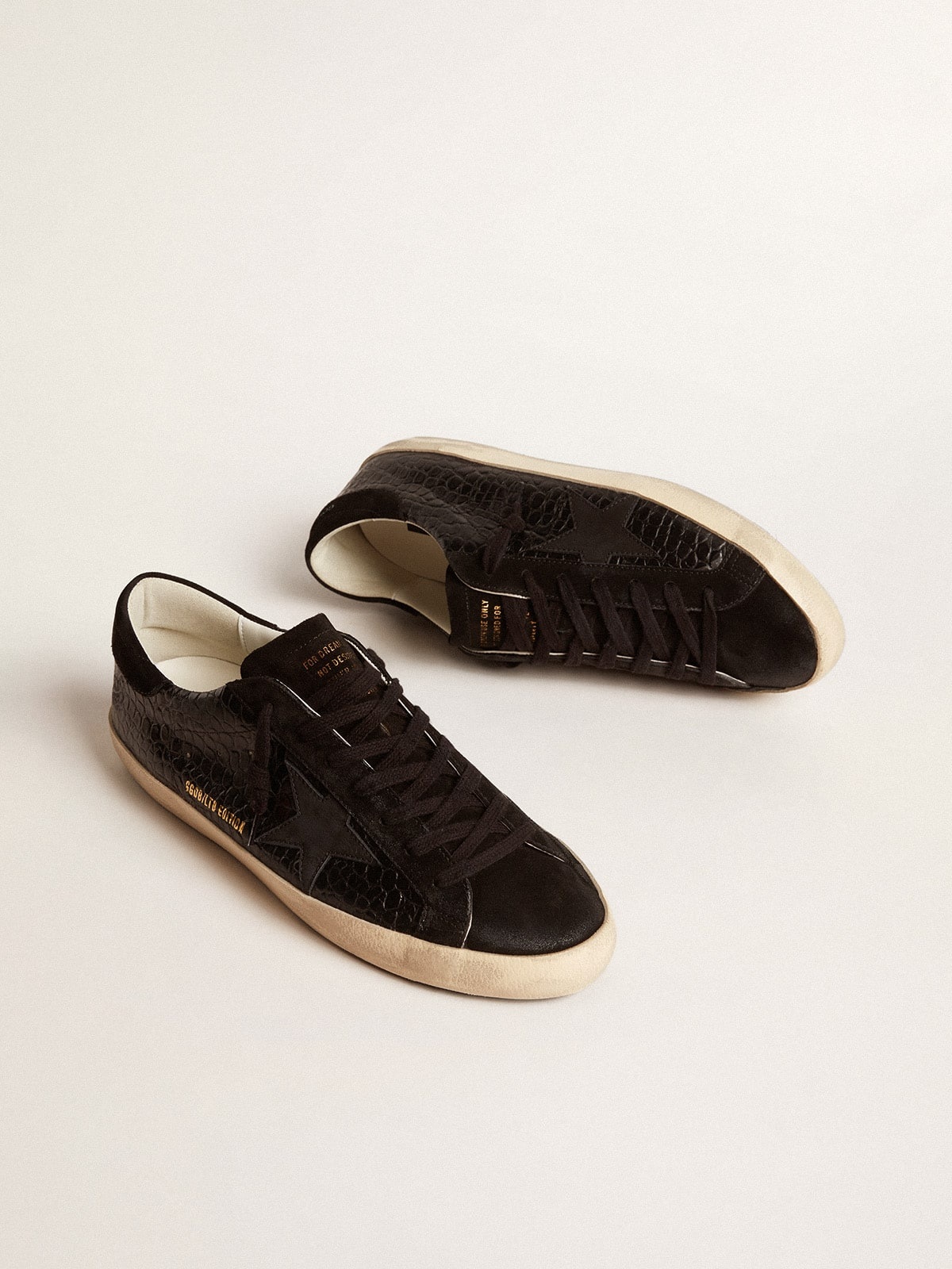 Super-Star LTD in crocodile-print leather with black suede inserts - 2