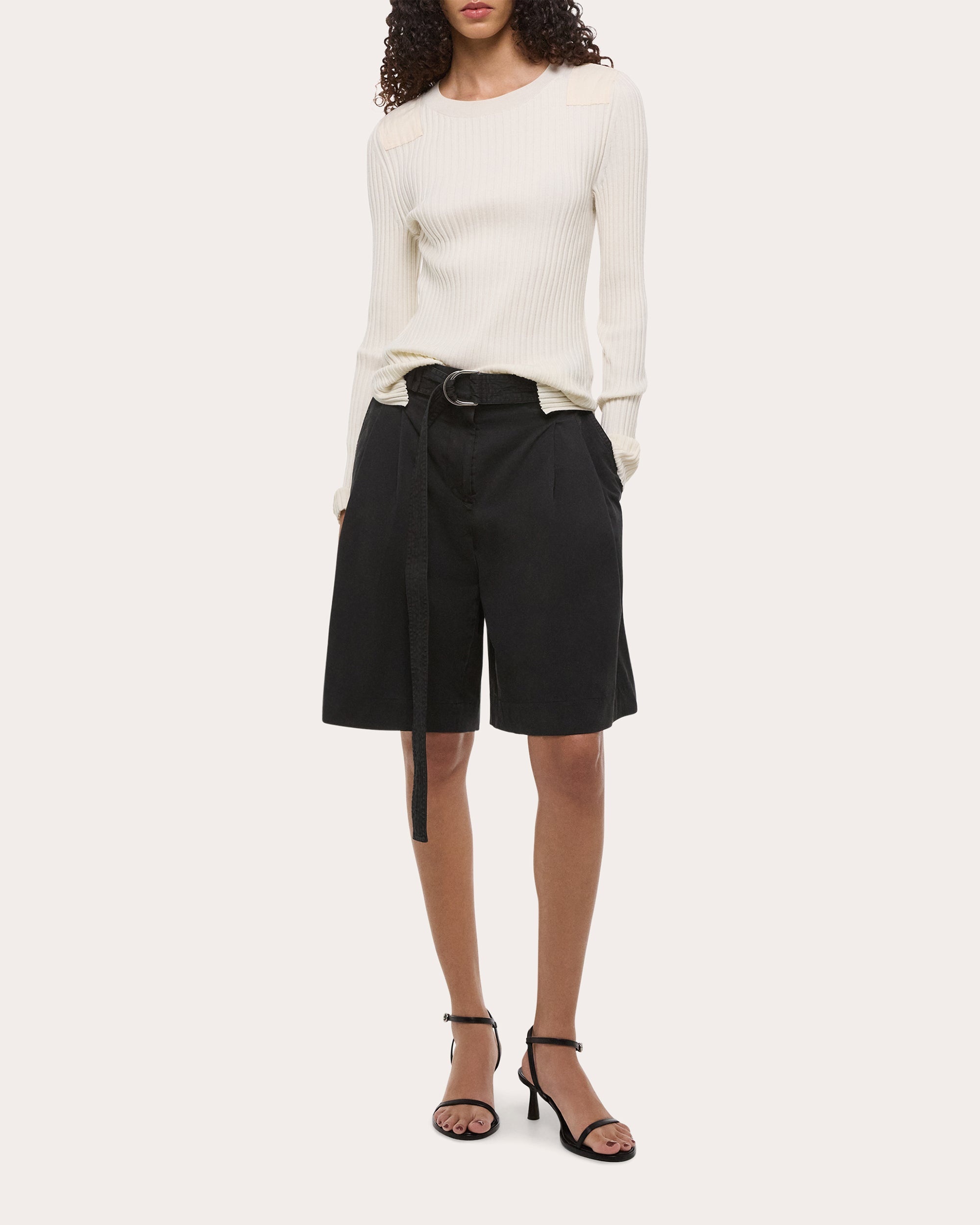 Twill Double Pleated A-Line Shorts - 5