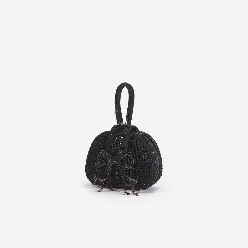 Black Rhinestone Top Handle Micro Bag 2