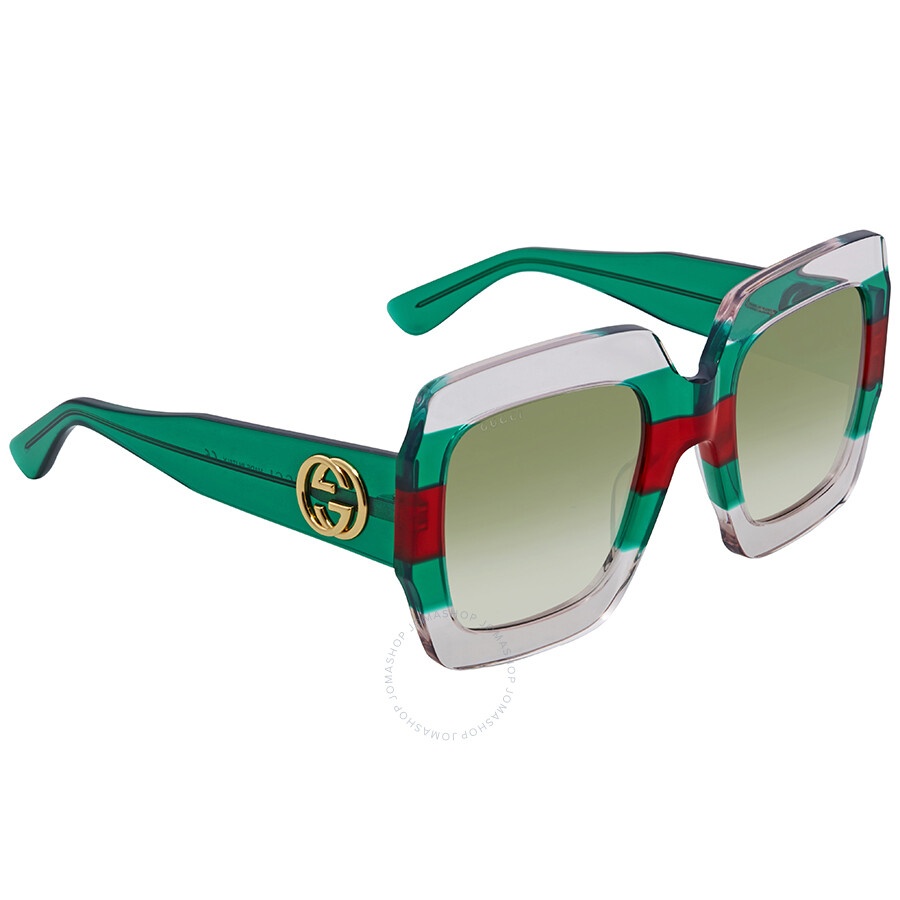 Gucci Green Gradient Square Sunglasses GG0178S 001 54 - 3