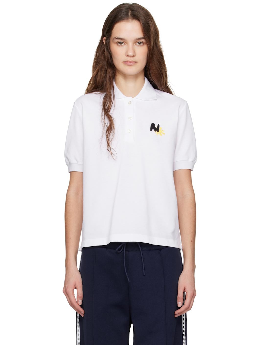 White Logo Patch Polo - 1
