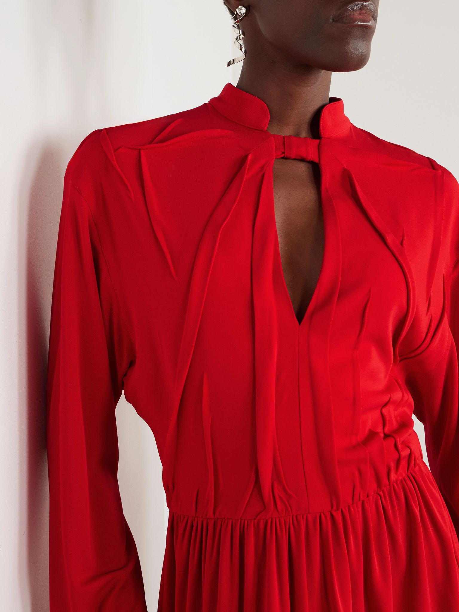 Crepe midi dress Red - 5