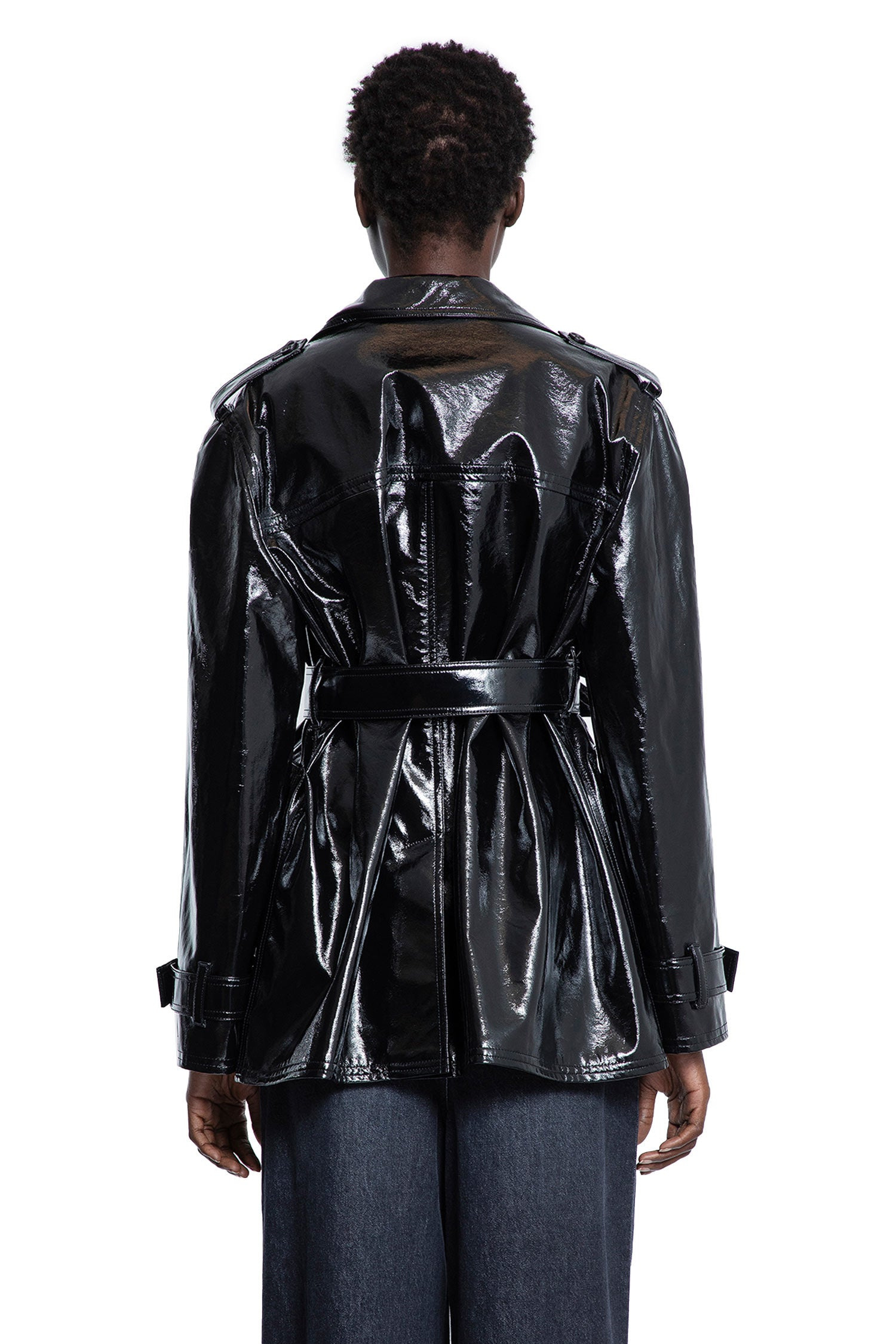 Belted-Jacket-In-Shiny-Coated-Cotton - 5
