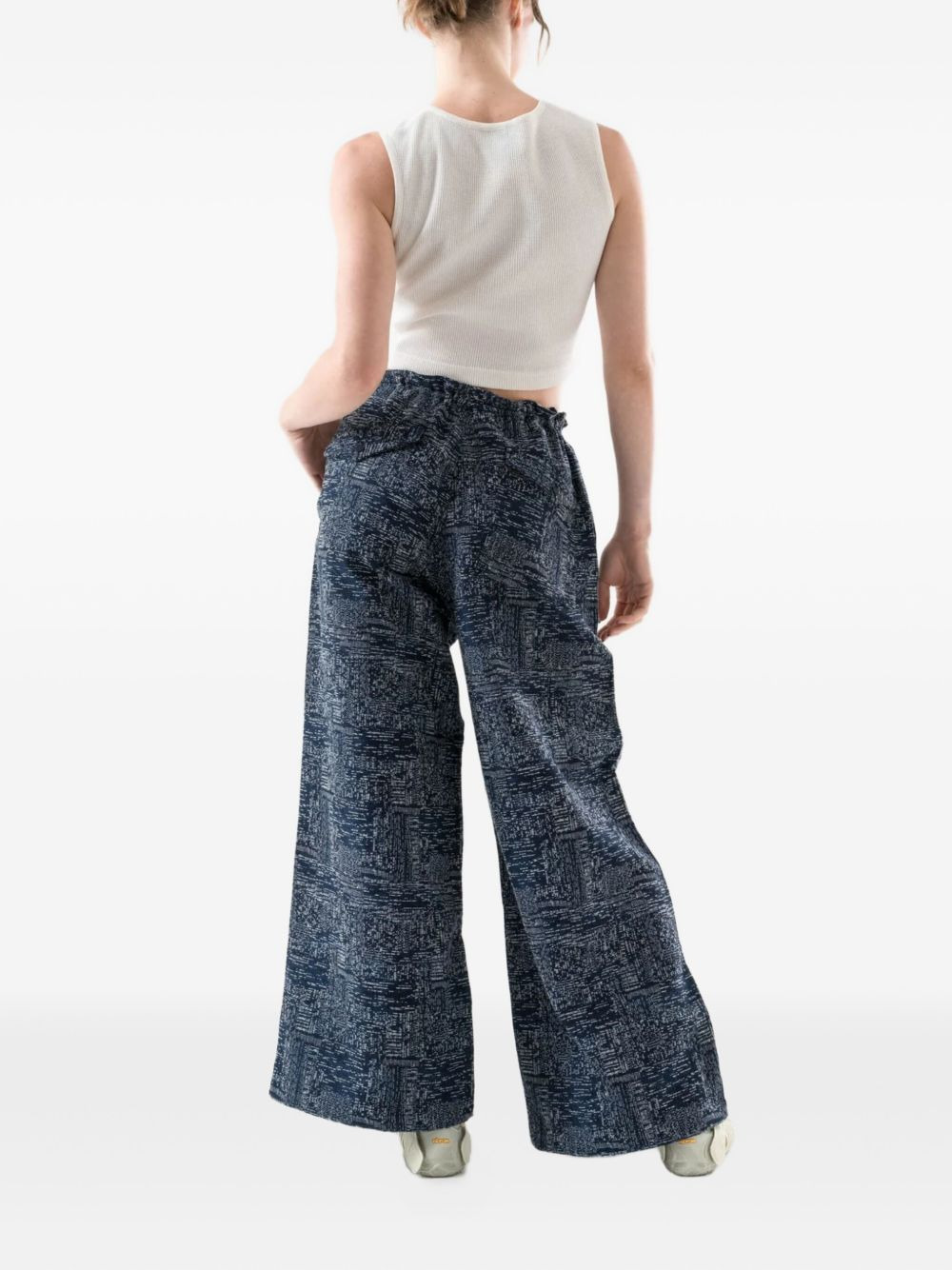 cotton-wool blend textured trousers - 4