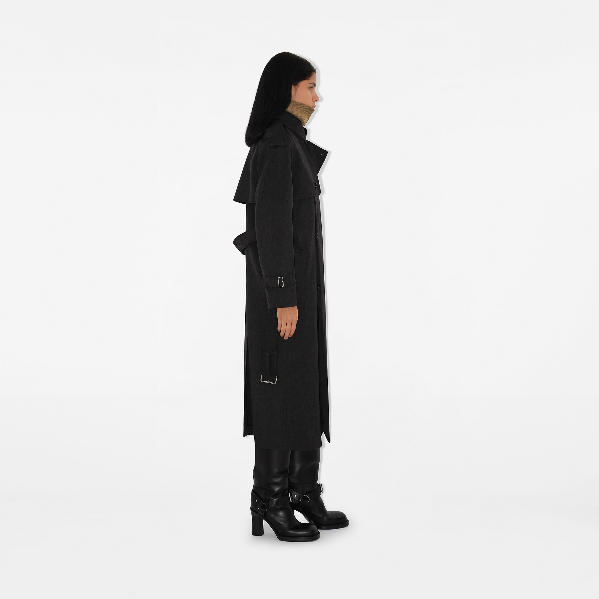 Long Wool Trench Coat - 3