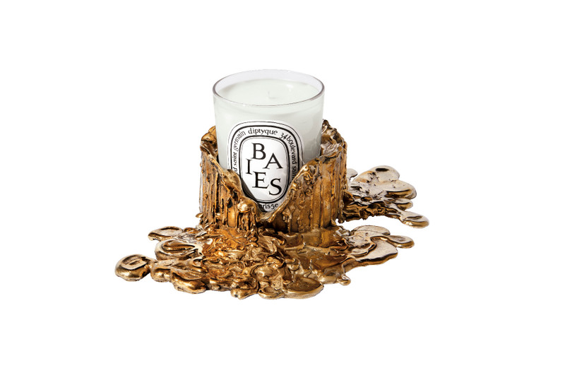 Medium gold bronze candle holder - For classic candles 6