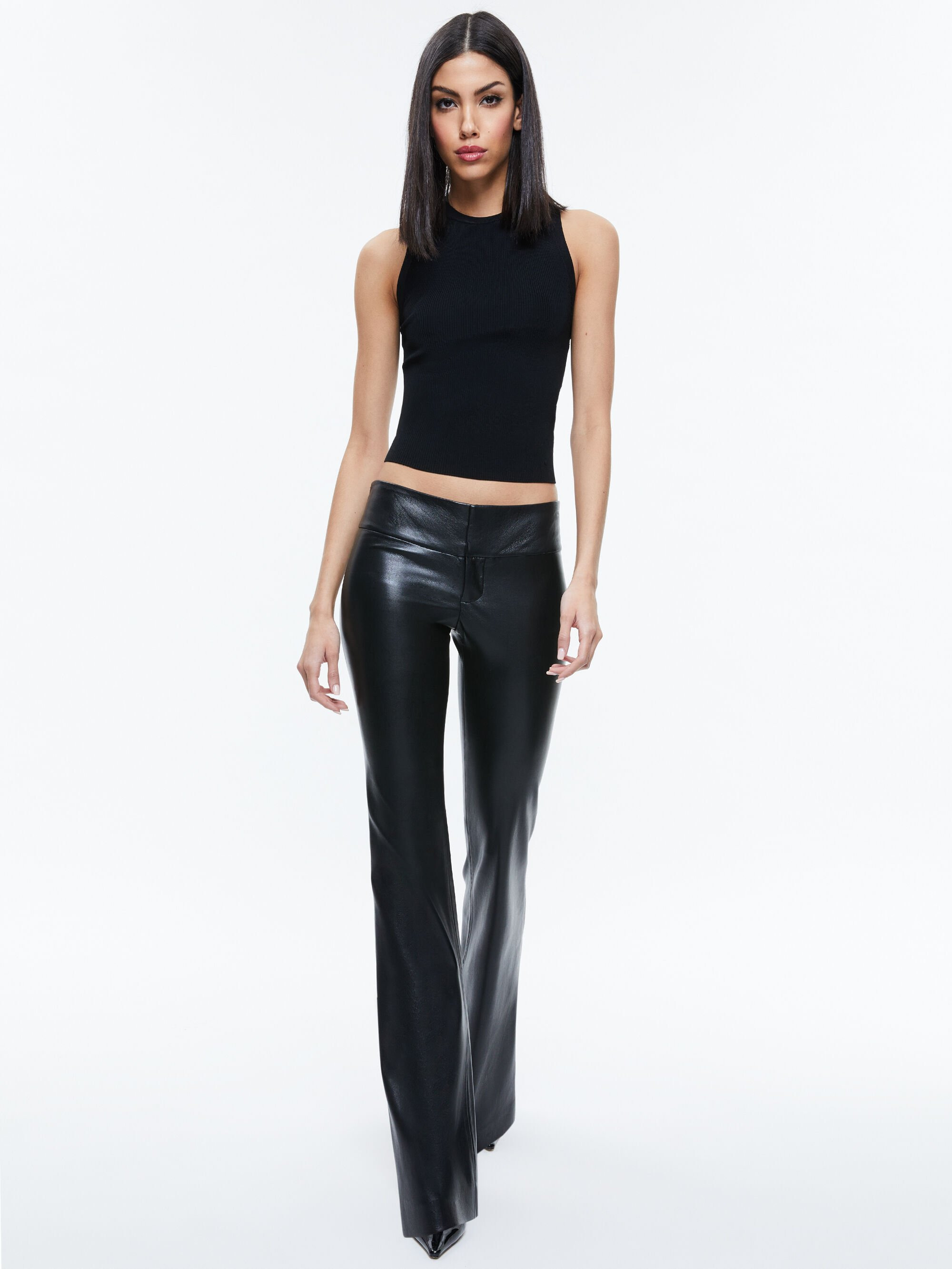 OLIVIA VEGAN LEATHER BOOTCUT PANT - 3
