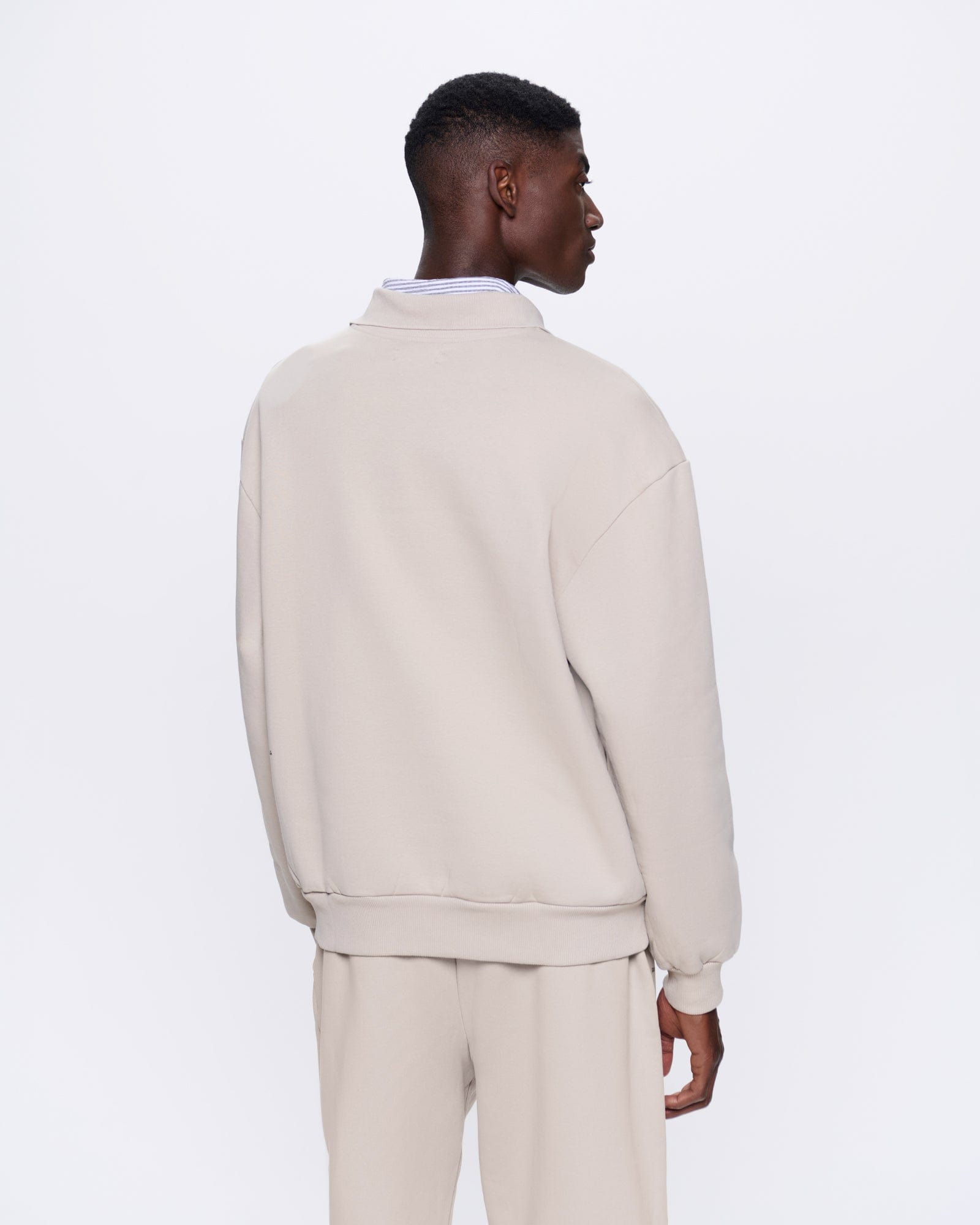 Mens DNA Heavyweight Polo Sweatshirt - Stone - 5