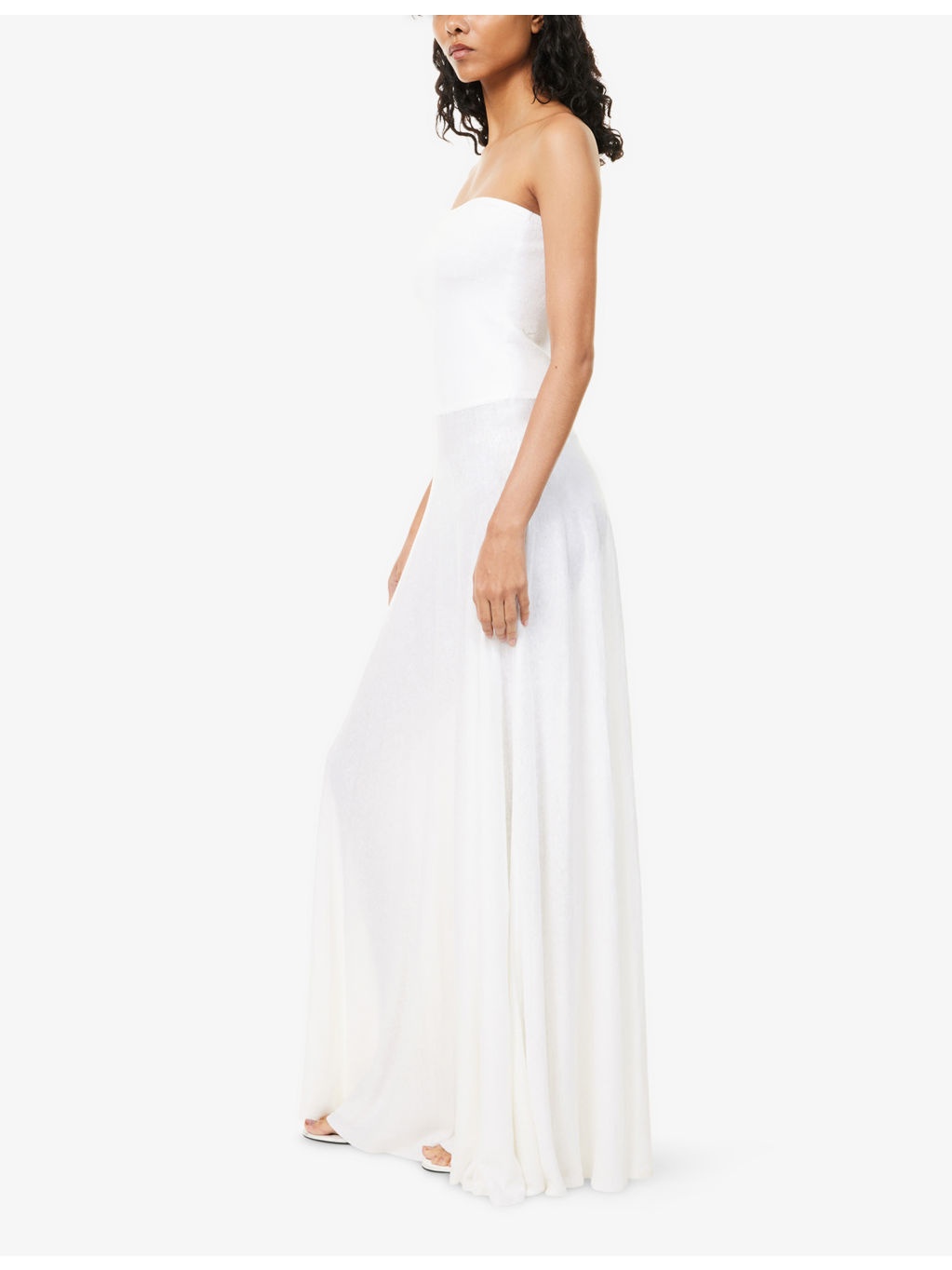 Strapless Semi-Sheer Linen-Blend Midi Dress - 3
