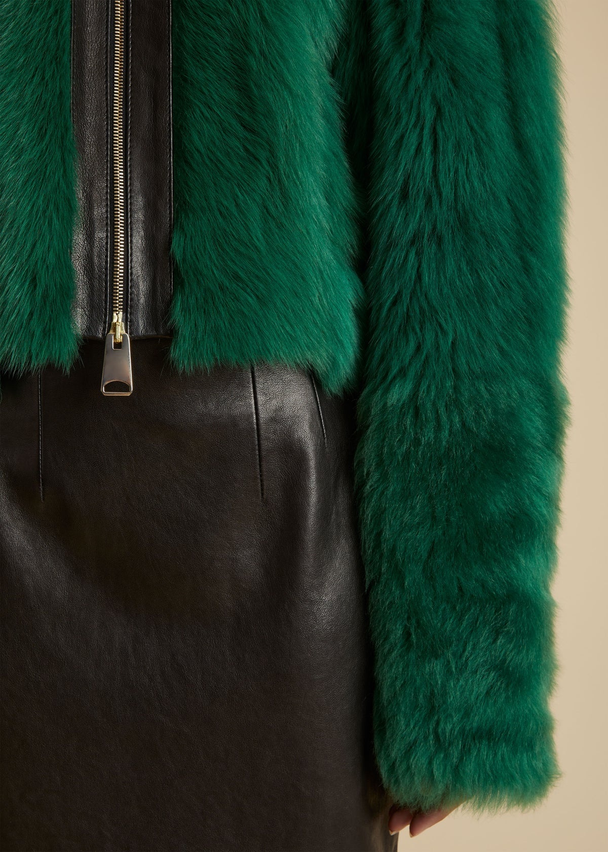 The Gracell Jacket in Forest Green Shearling - 4