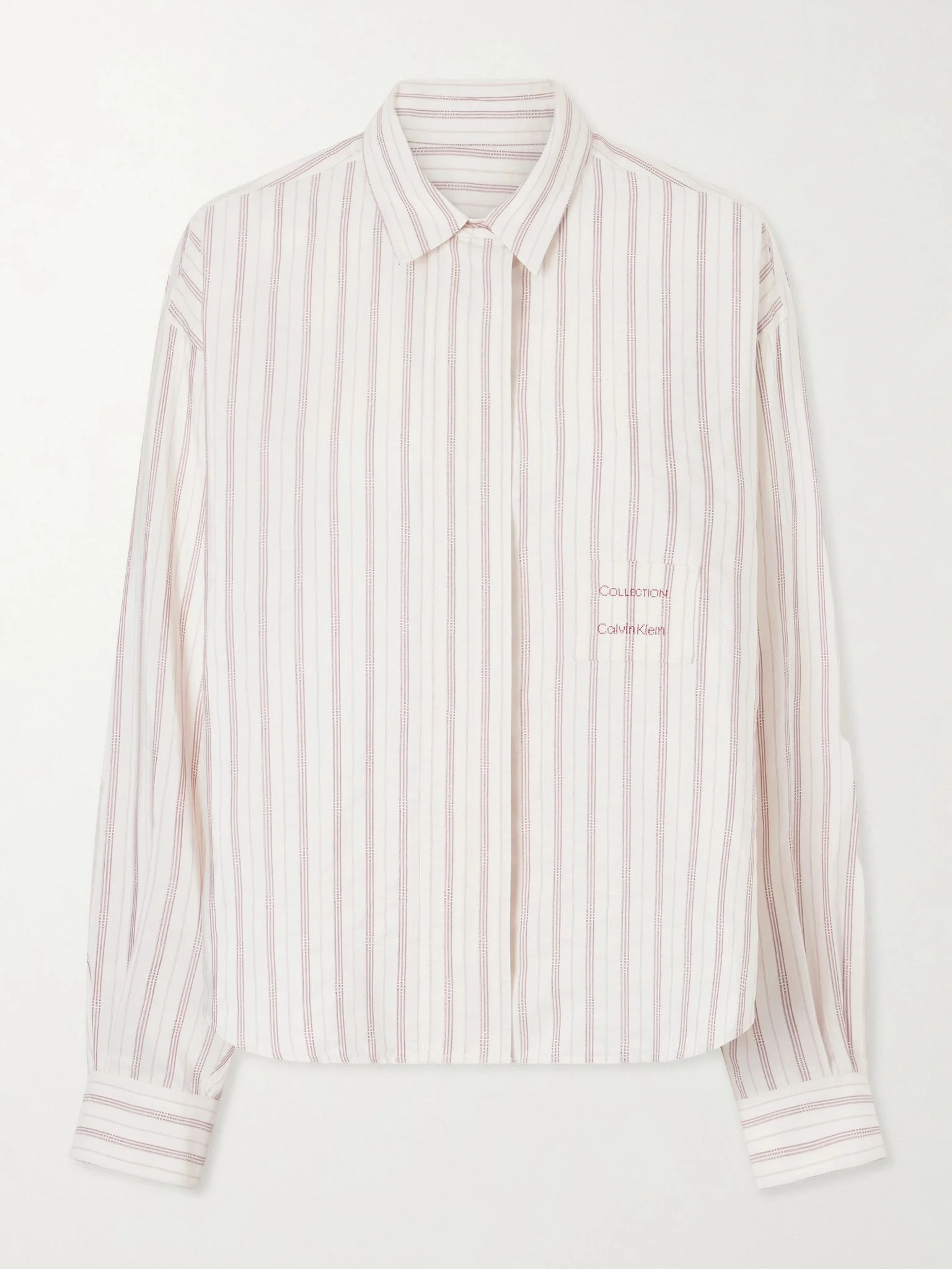 Amari pinstriped cotton and silk-blend shirt Cream - 1