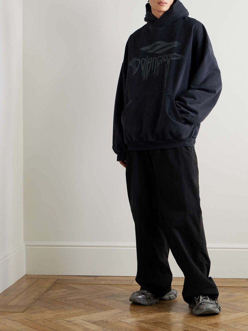 BALENCIAGA Wide-Leg Distressed Cotton Cargo Trousers outlook