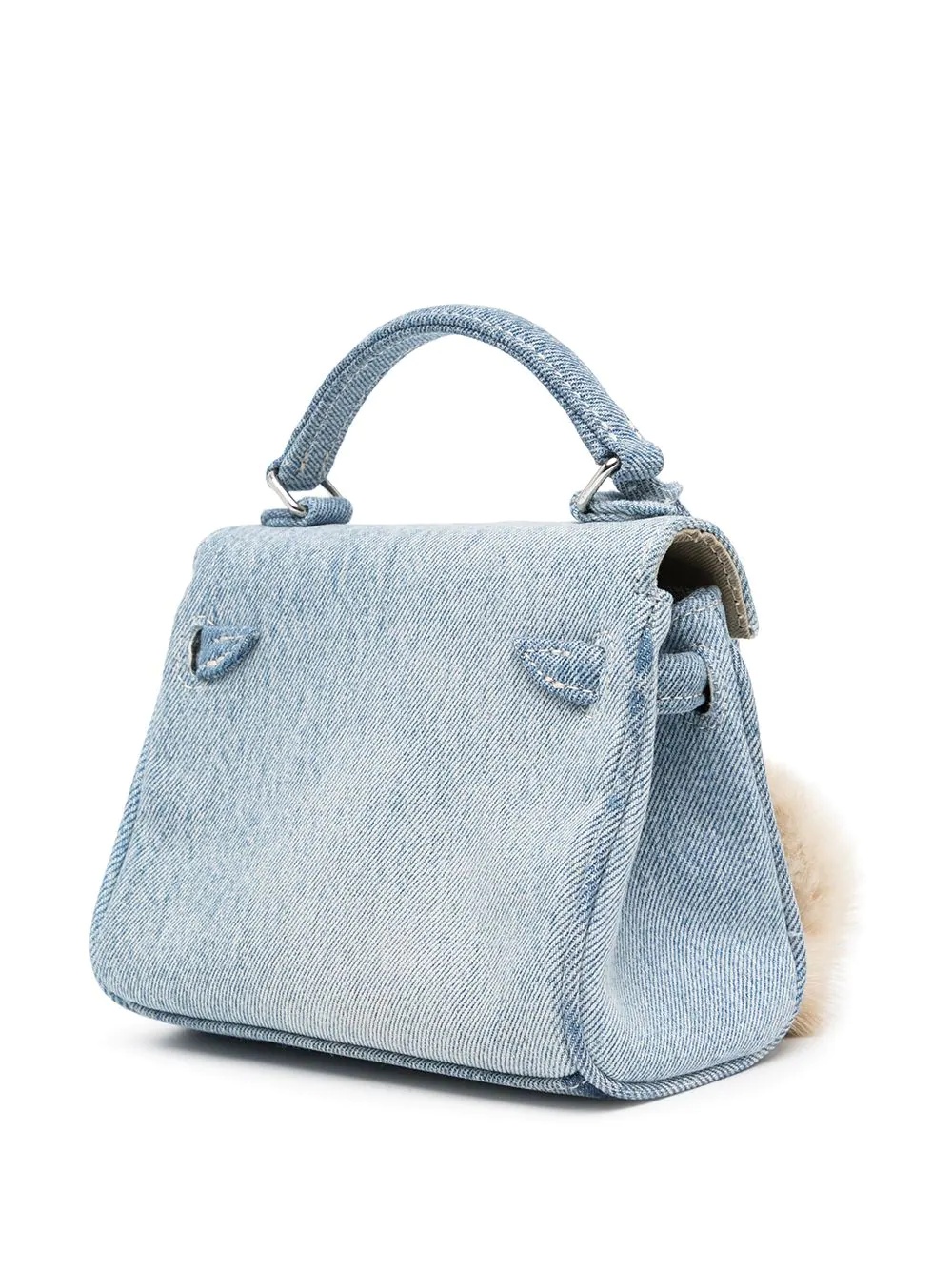 denim faux-fur tote bag - 3