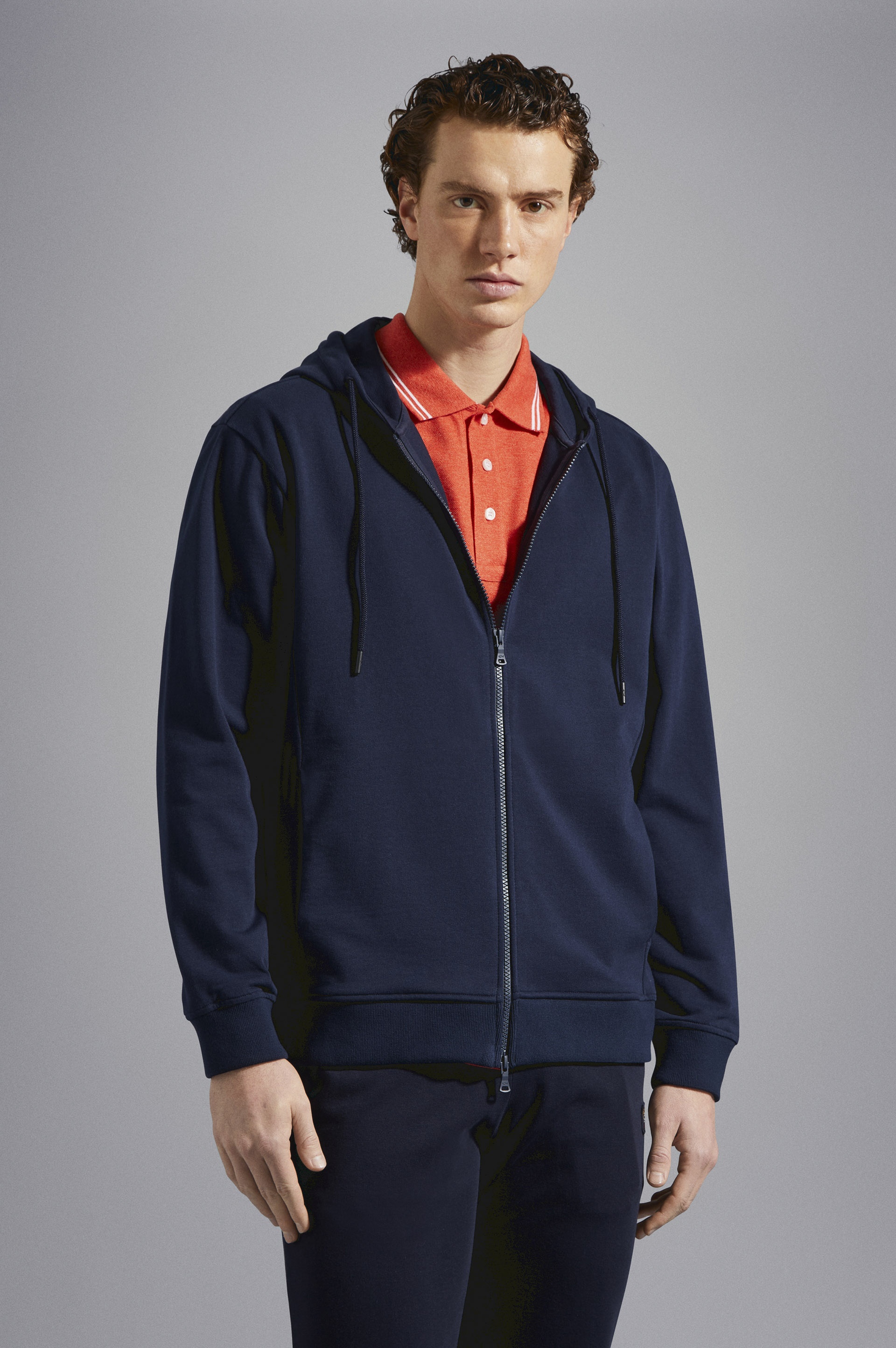 COTTON FULL ZIP SWEATSHIRT WITH ICONIC BADGE - 6
