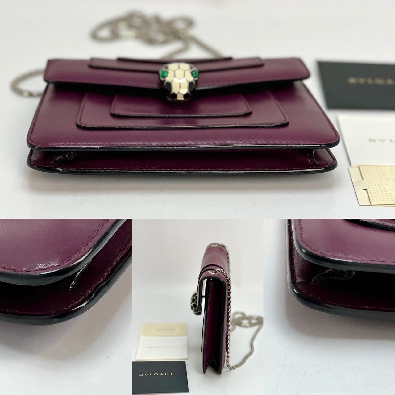 BvlgariCalfskin Small Serpenti Forever Snake Plum Crossbody Bag - 5