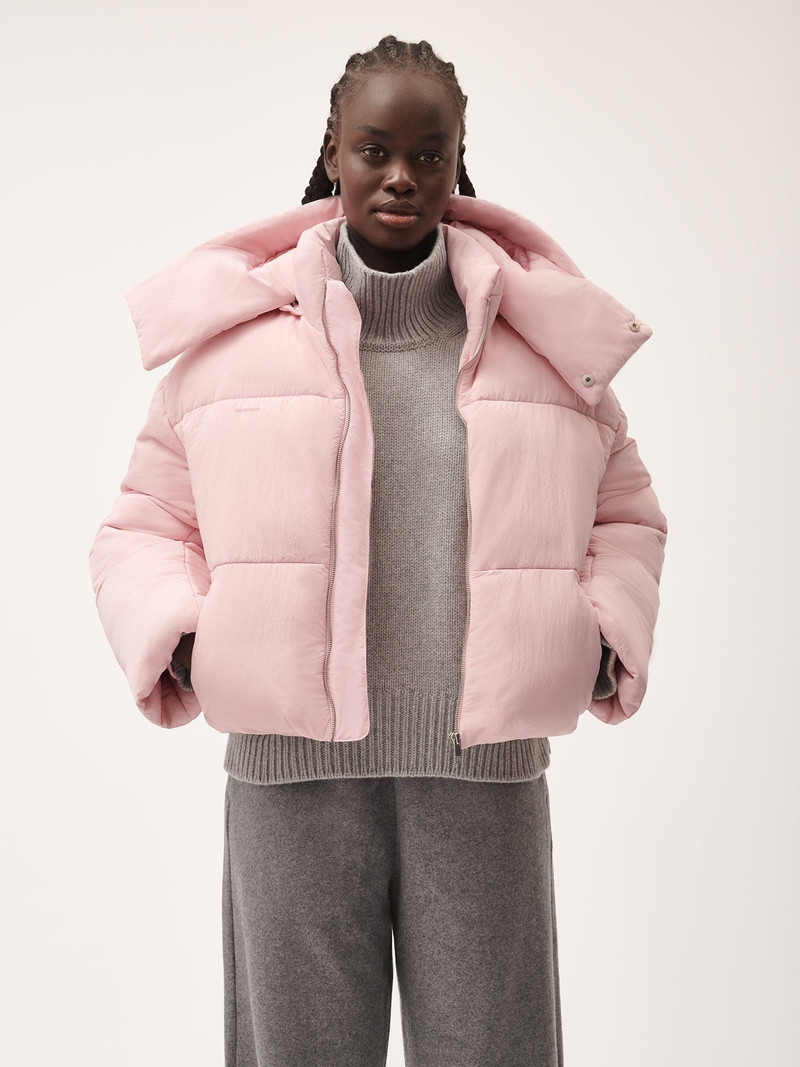 PANGAIA Women’s Flower-Warmth Recycled Nylon Cropped Puffer - Magnolia Pink outlook