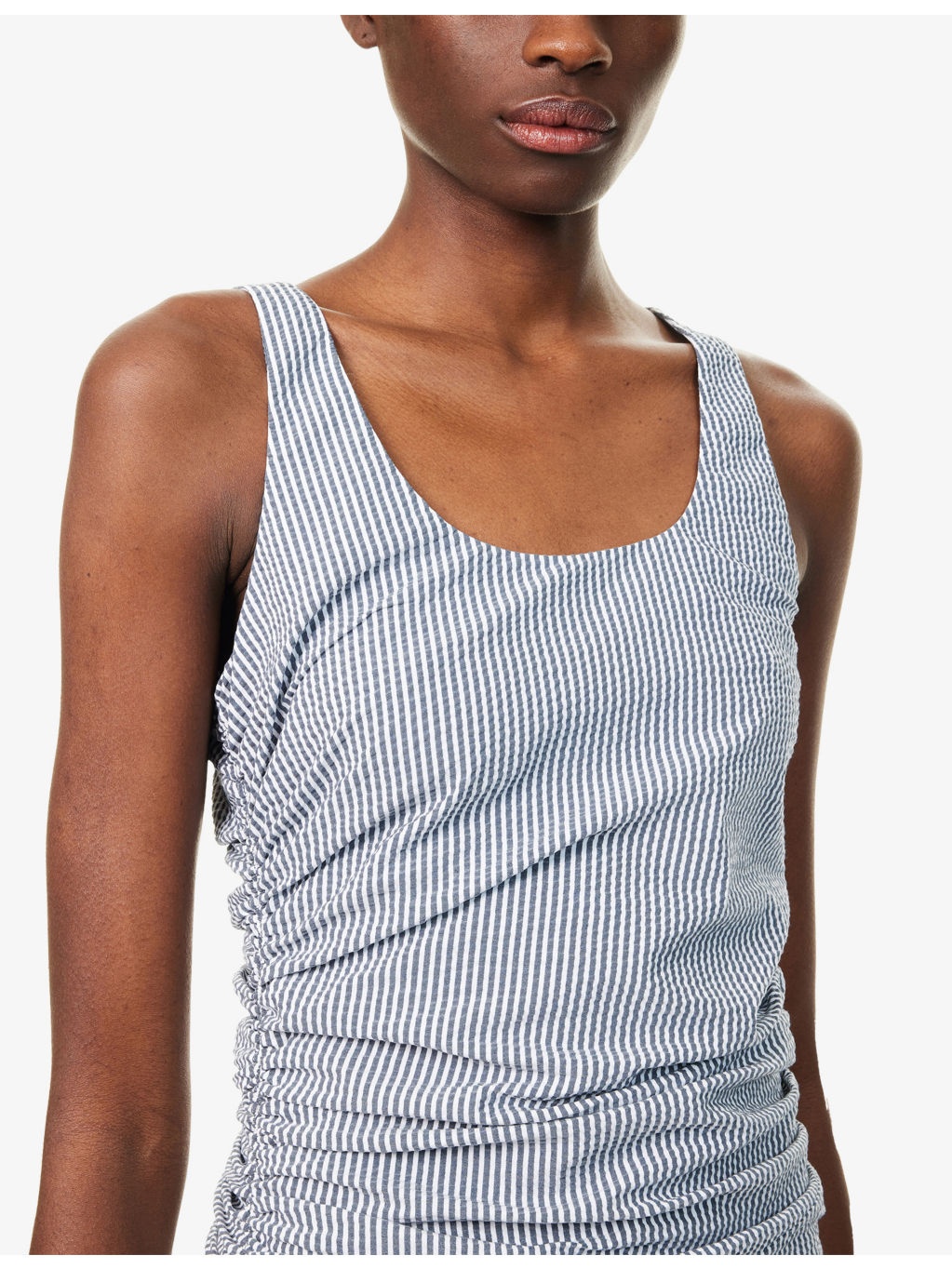 Gathered Striped Stretch-Woven Maxi Dress - 5