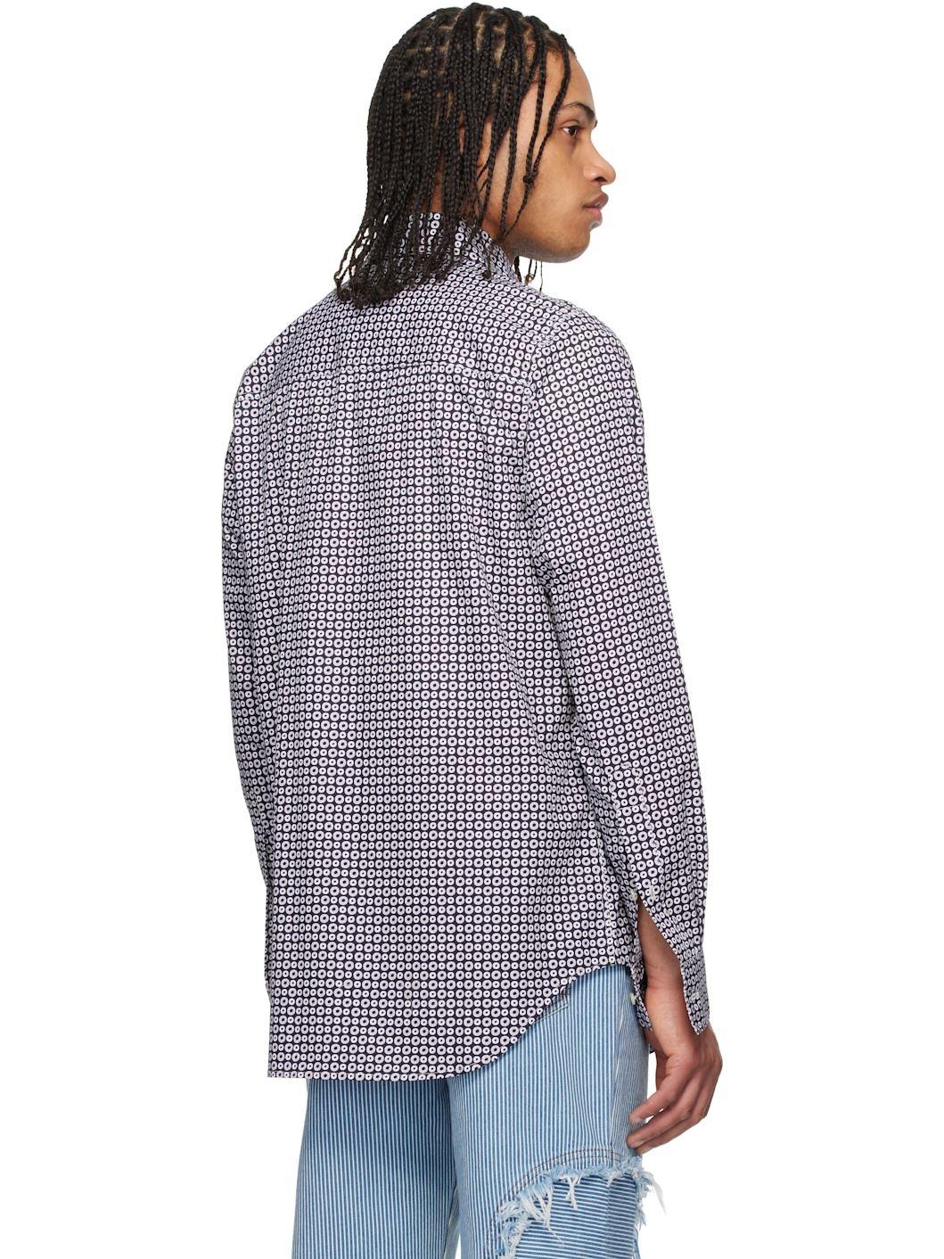 Navy Flower Cotton 'Scratch The Itch' Shirt - 3