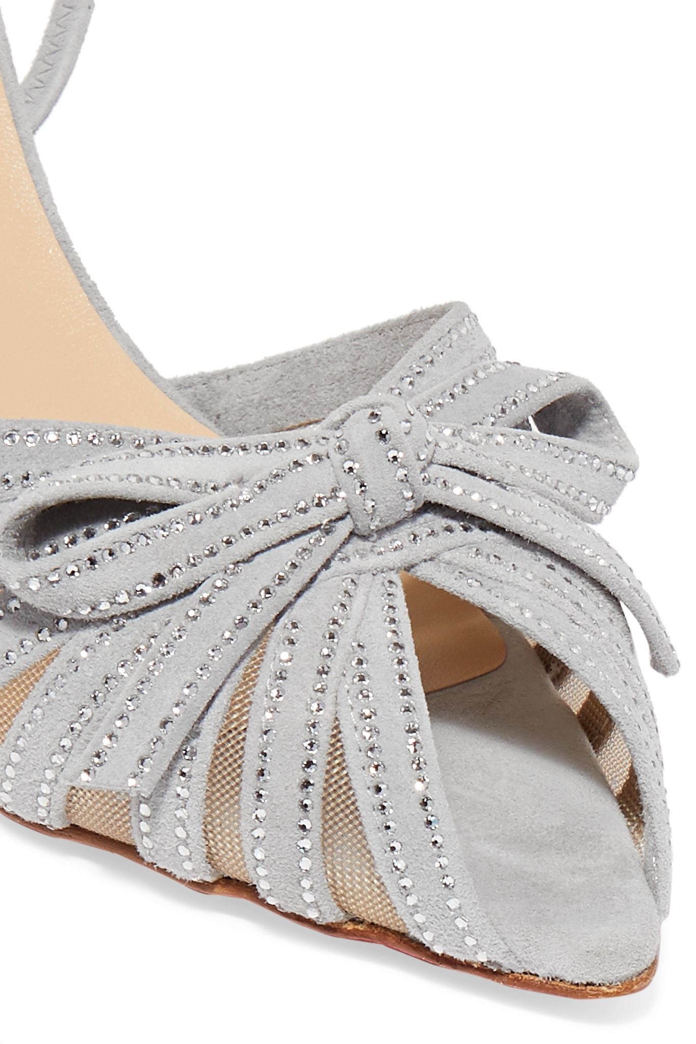 Araborda 70 crystal-embellished suede and mesh slingback sandals - 5