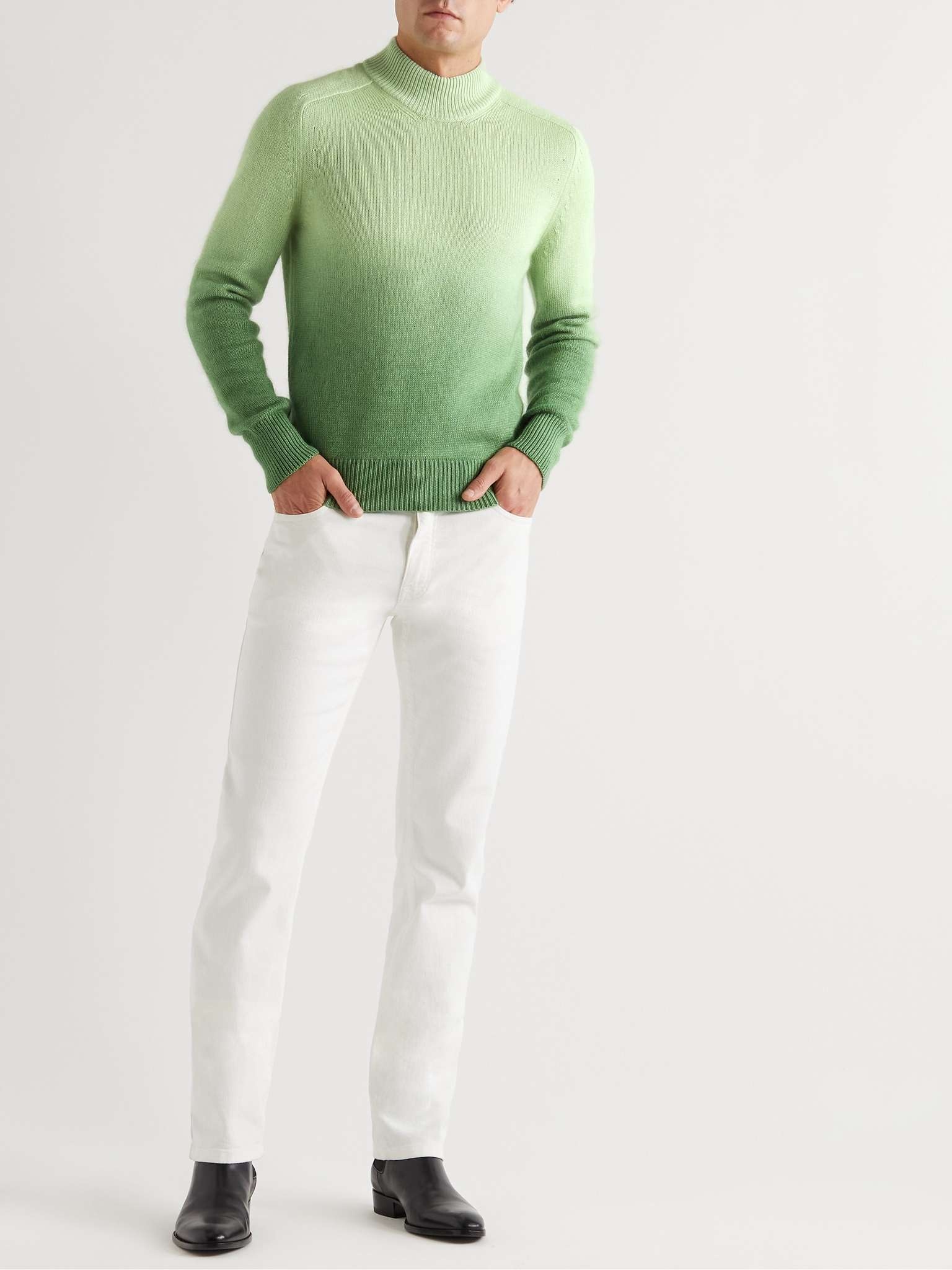 Dip-Dyed Cashmere, Mohair and Silk-Blend Mock-Neck Sweater - 2