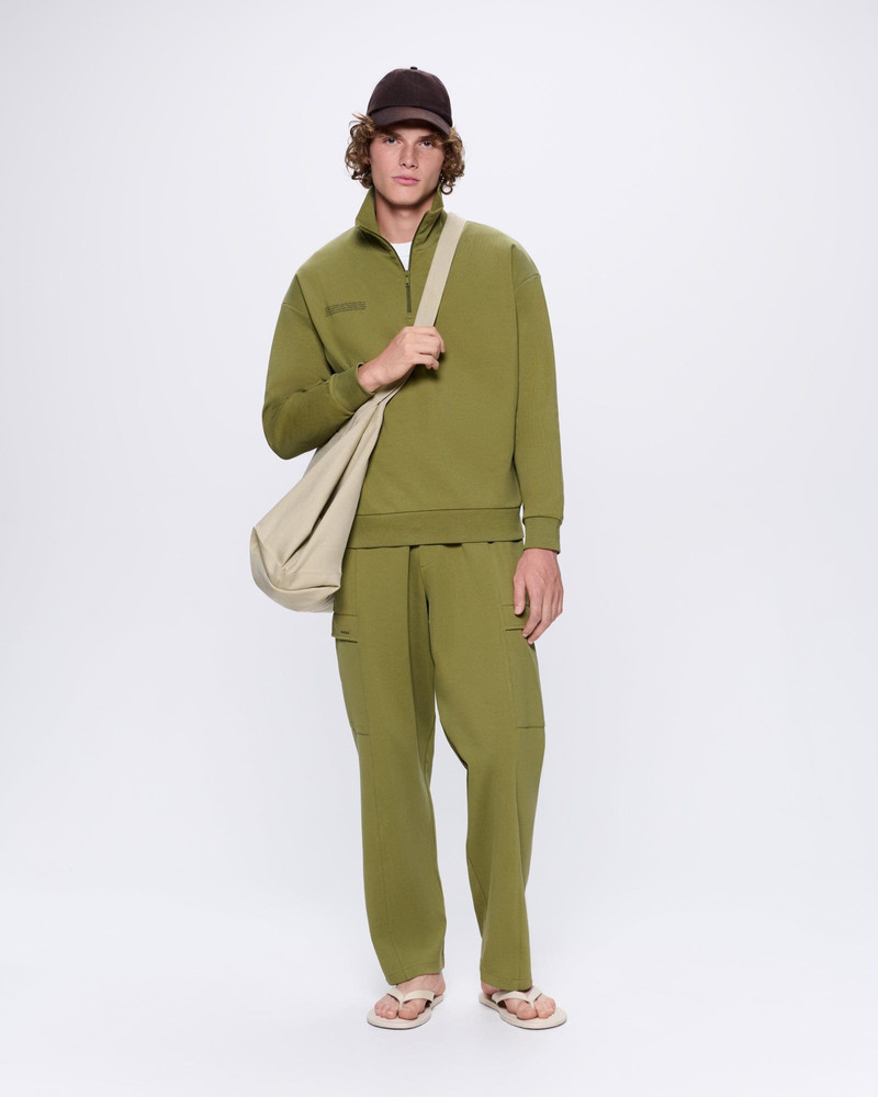 PANGAIA Mens DNA Double Jersey Half Zip Sweatshirt - Highland Green outlook