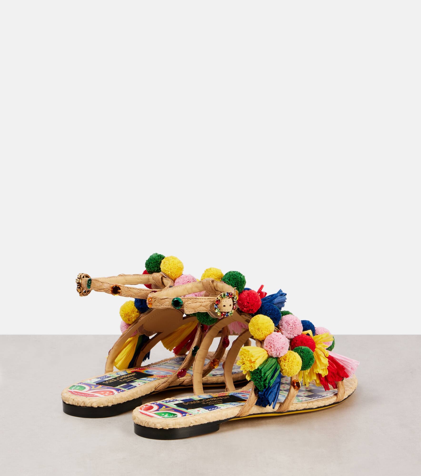 Embellished raffia sandals - 2