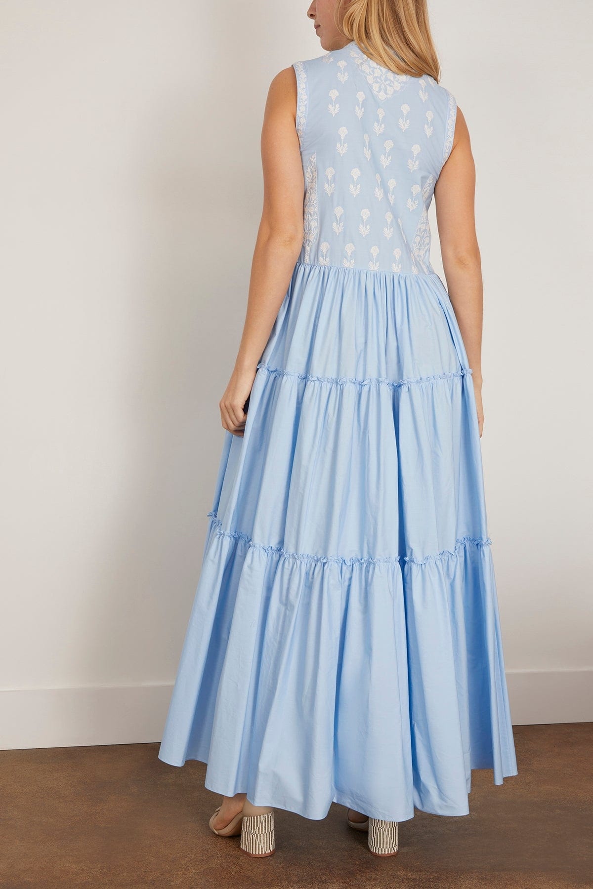 Sleeveless Embroidery Dress in Teal - 4