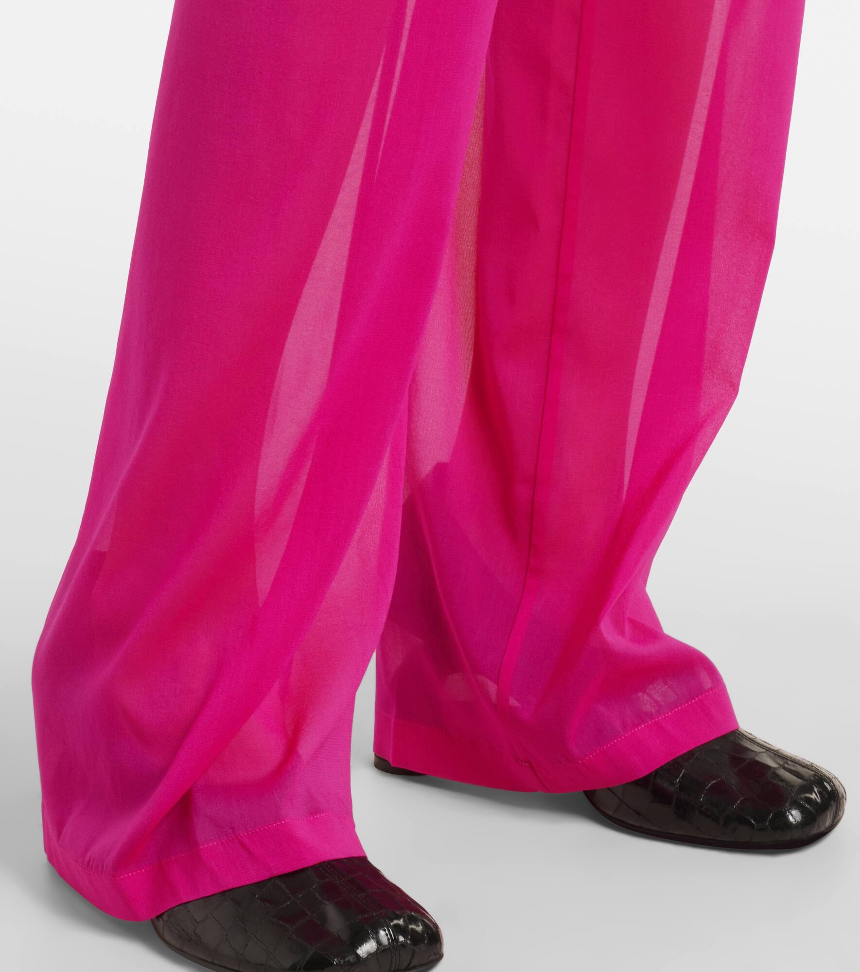 High-rise silk-blend wide-leg pants - 5