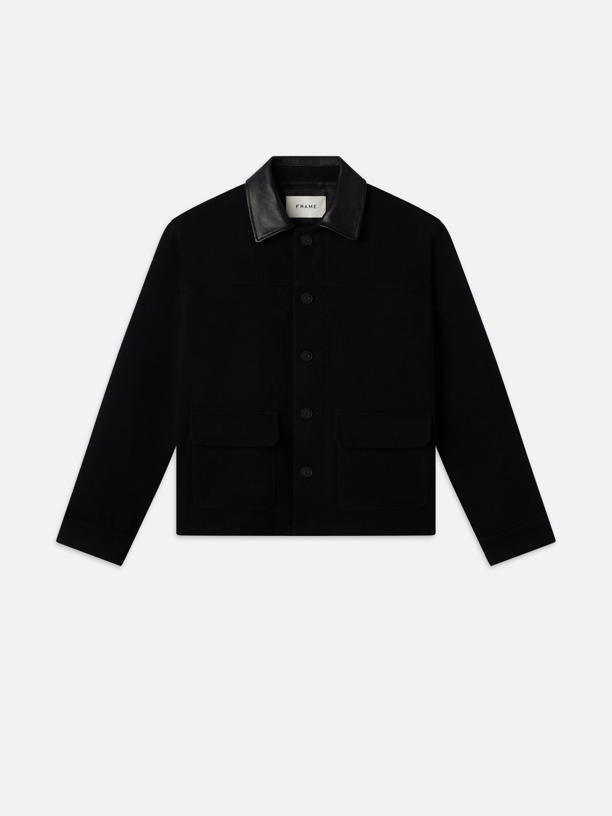 Woolen Workwear Jacket in Black - 1