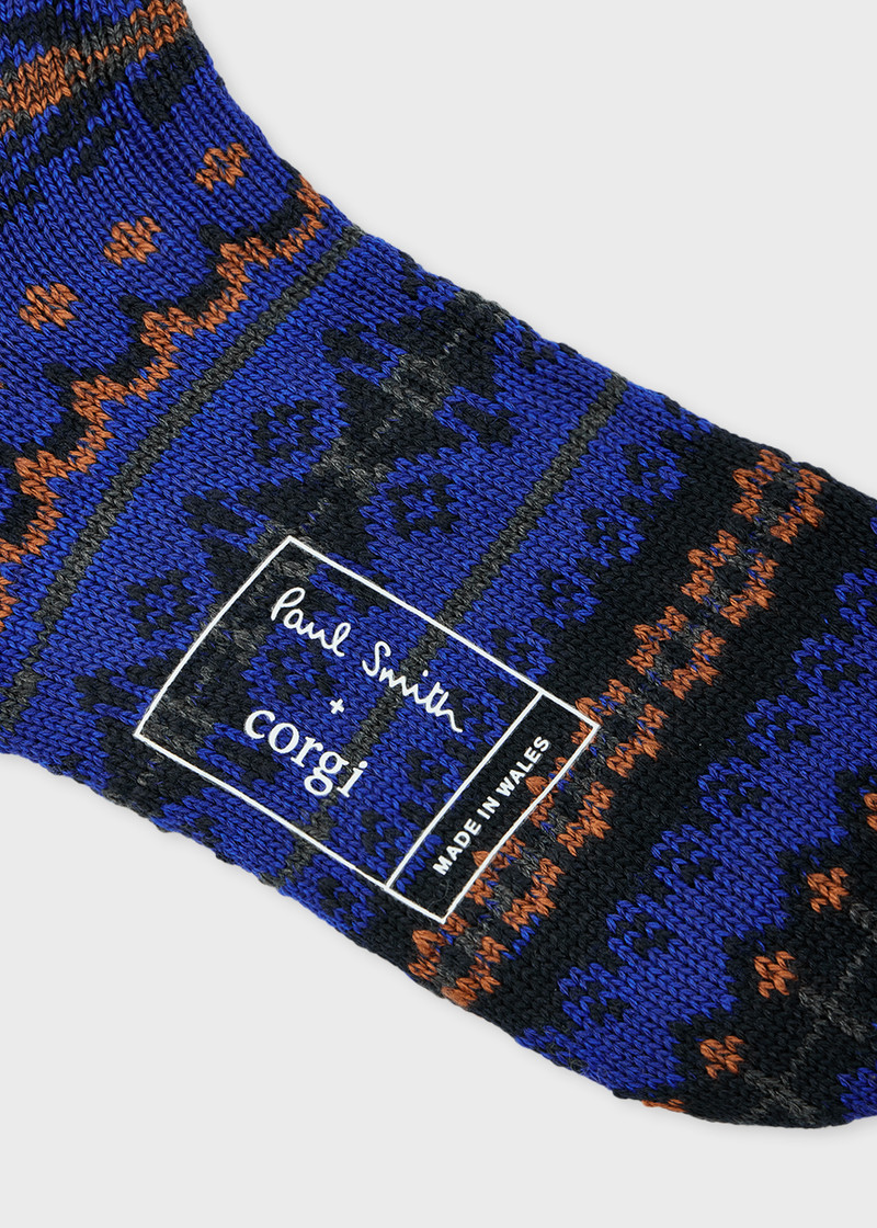 Paul Smith + Corgi - Blue Wool-Blend Fair Isle Socks 4