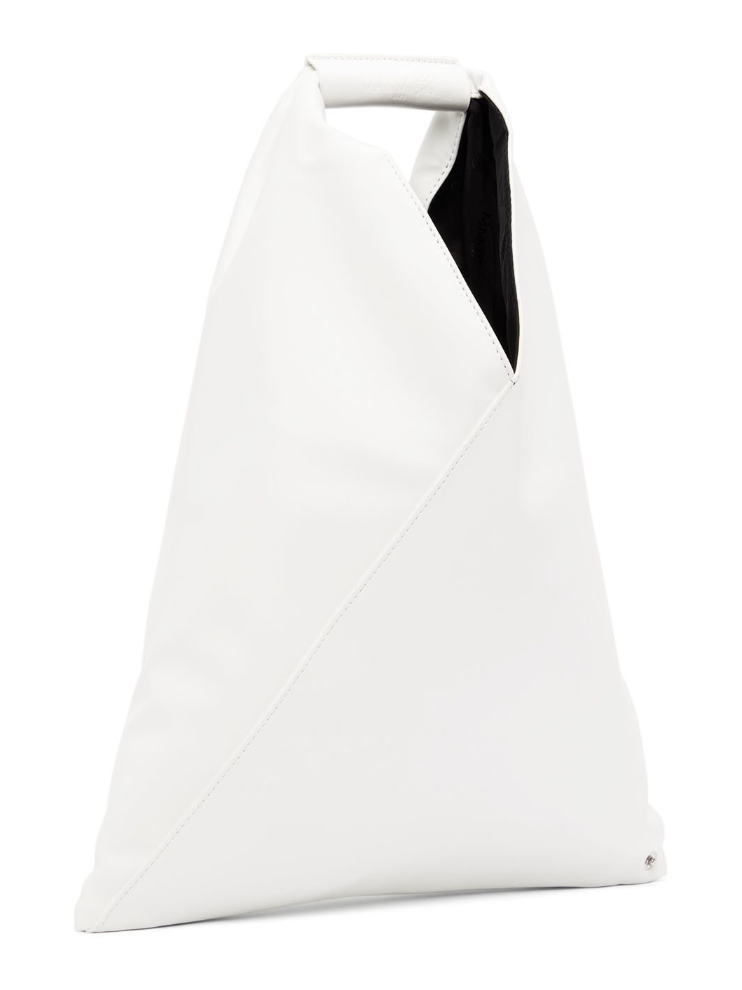 White Faux-Leather Small Triangle Tote - 2