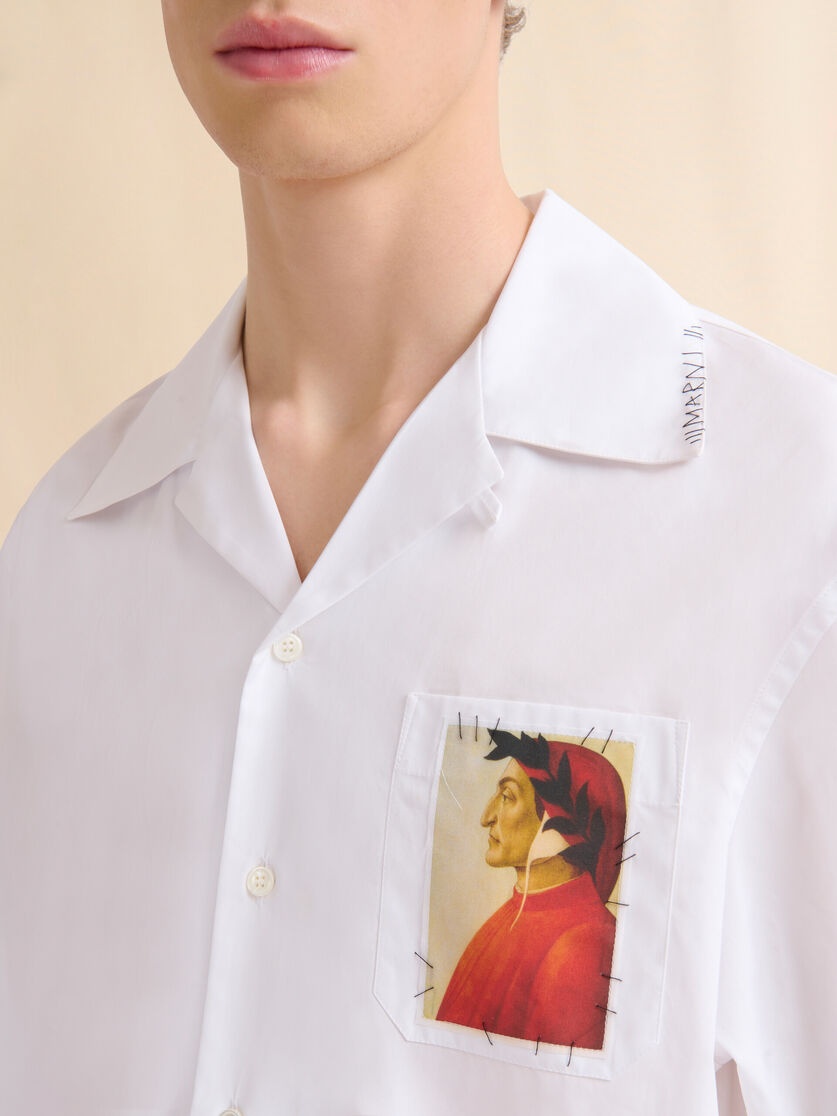 WHITE POPLIN BOWLING SHIRT WITH FAWN PATCH - 4