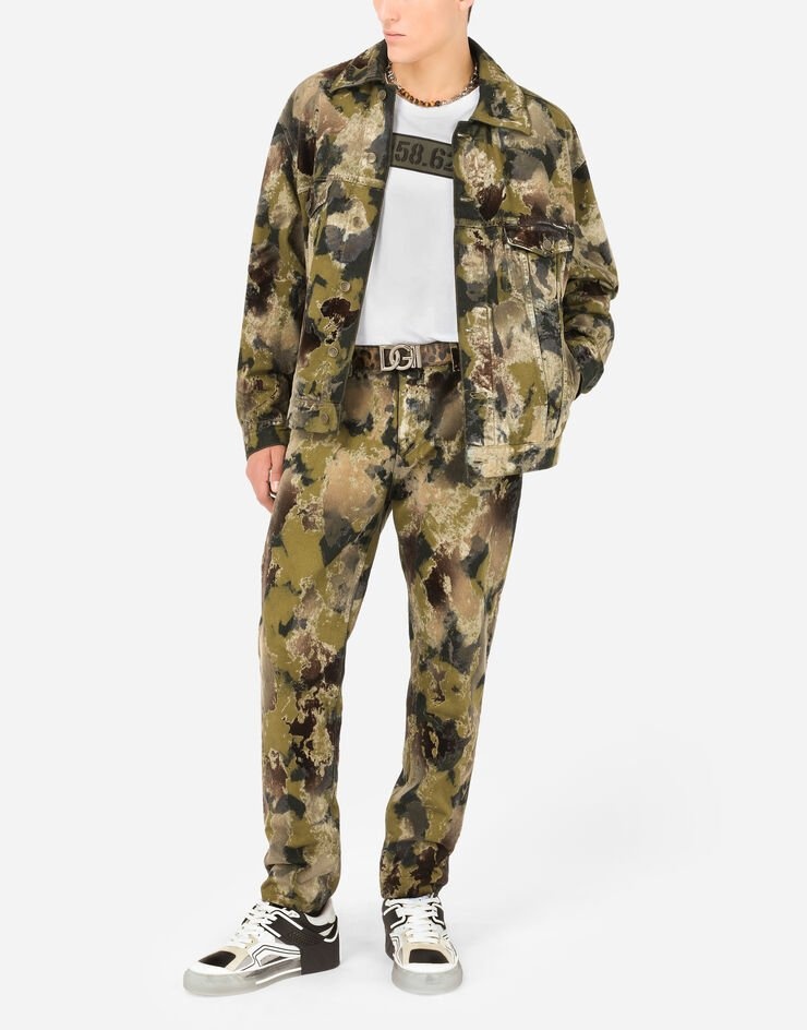 Flocked camouflage-print denim jacket - 6